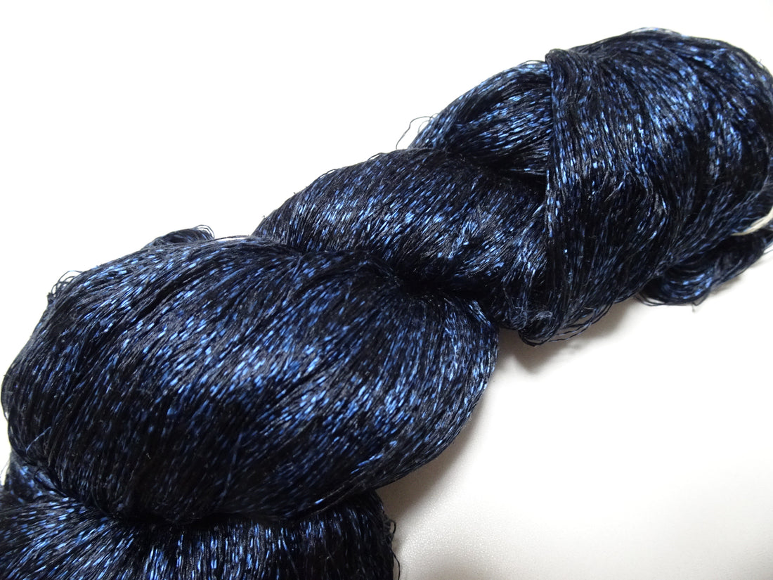Japanese Vintage Super Rare Indigo Mud Dyeing Kasuri loose Twisted Silk Thread Embroidery & weave 13610