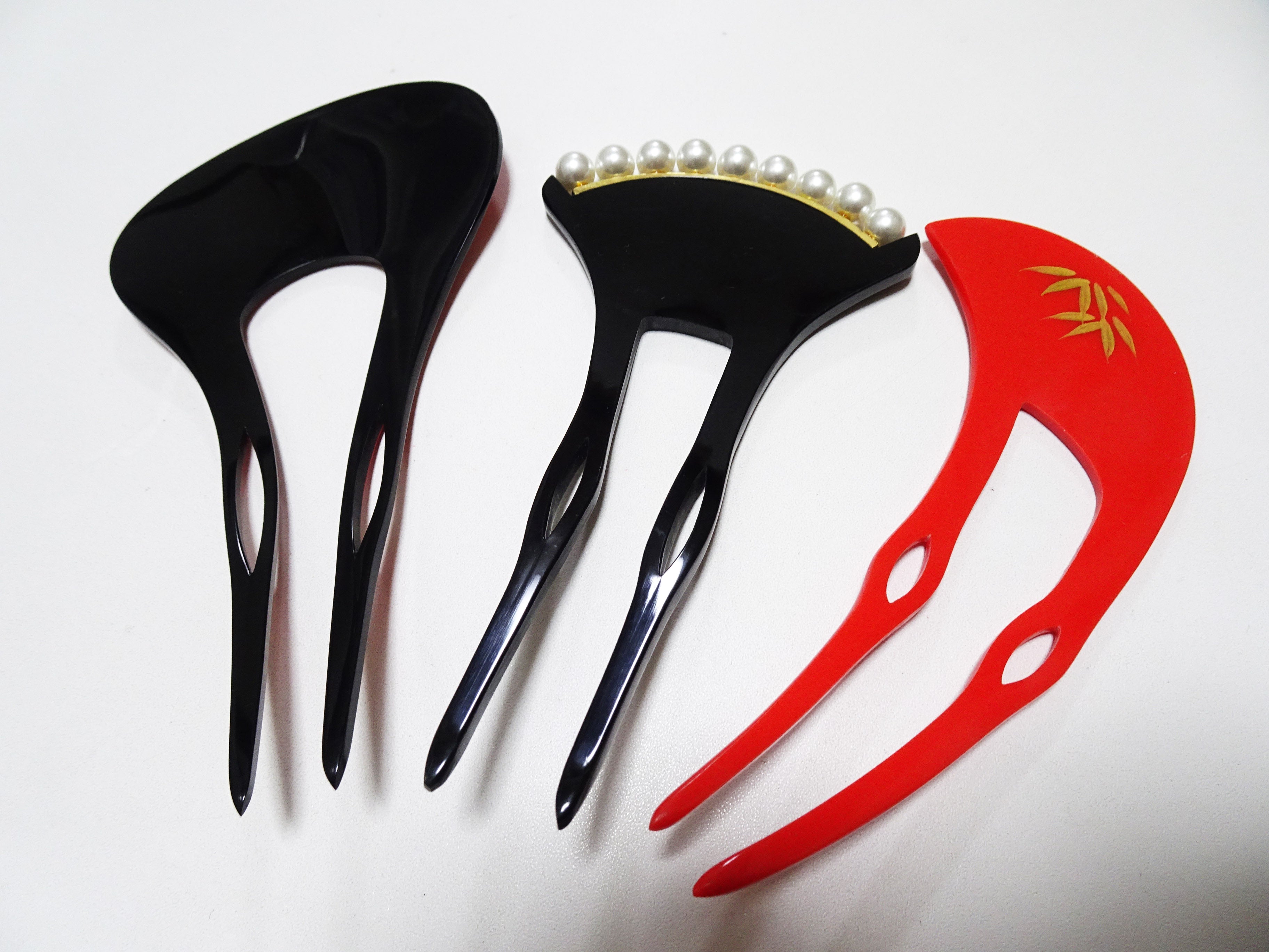 Japanese Vintage  Resin Kanzashi sets Makie 15140