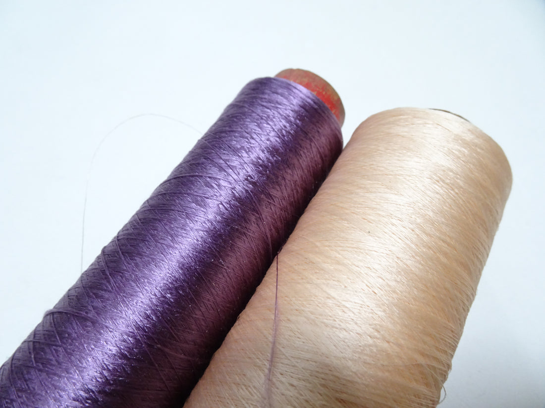 Japanese Vintage Silk Thread & Woodn Spool 2sets Embroidery 18729