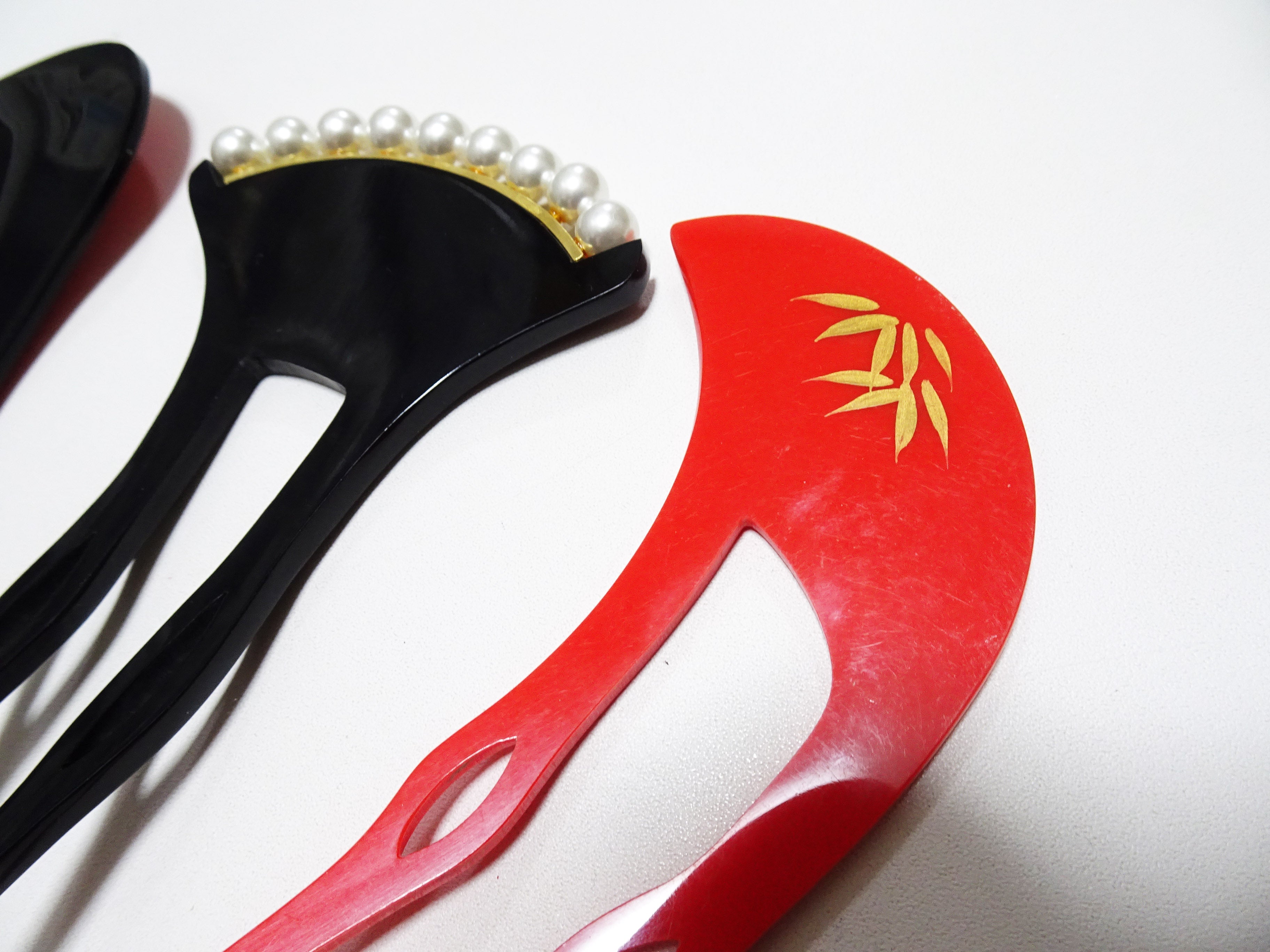 Japanese Vintage  Resin Kanzashi sets Makie 15140