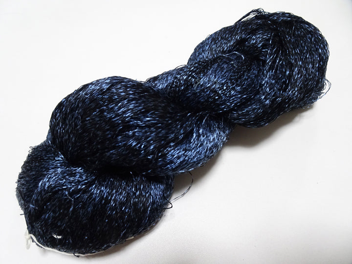 Japanese Vintage Super Rare Indigo Mud Dyeing Kasuri loose Twisted Silk Thread Embroidery & weave 13611