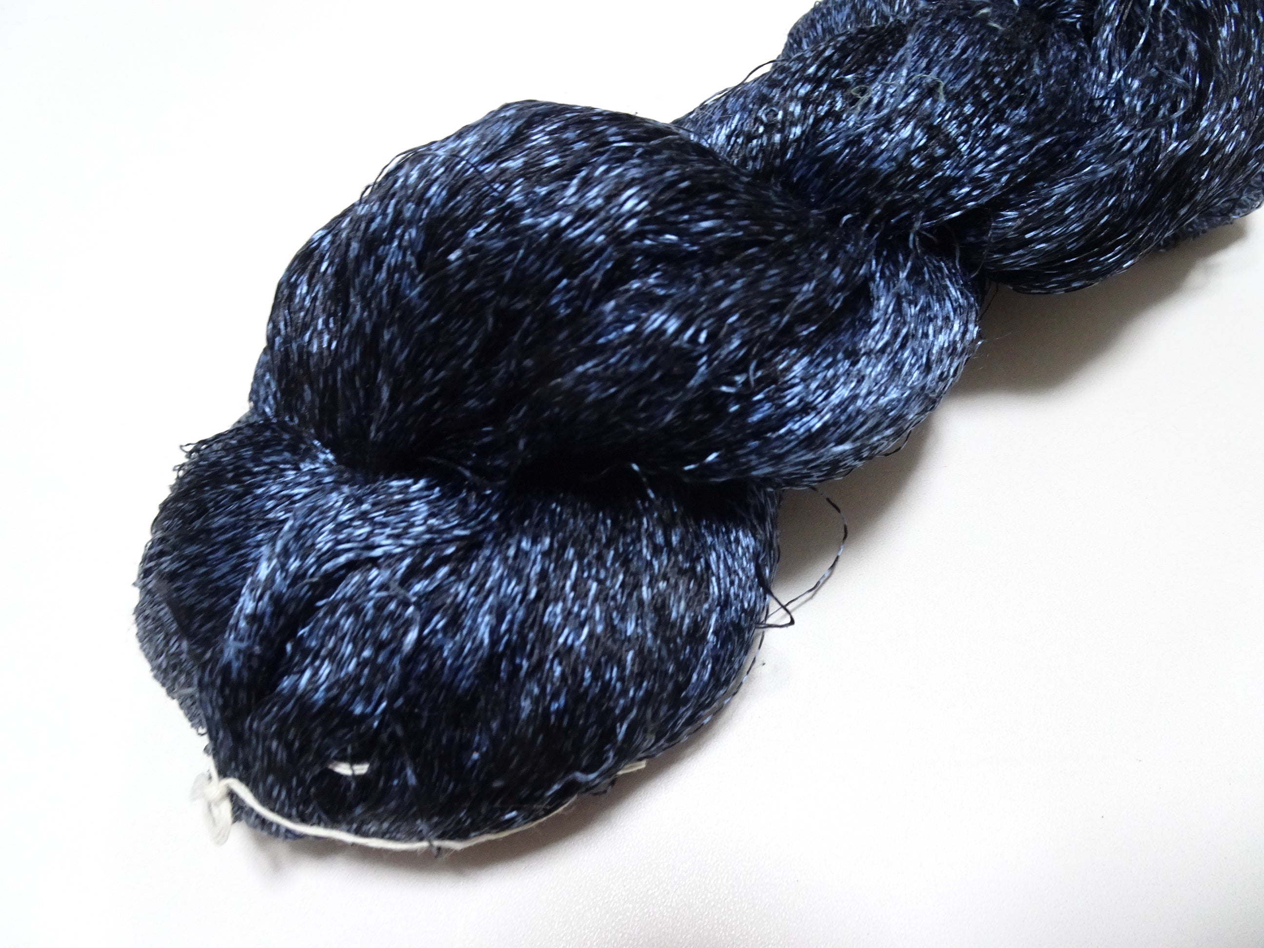 Japanese Vintage Super Rare Indigo Mud Dyeing Kasuri loose Twisted Silk Thread Embroidery & weave 13611