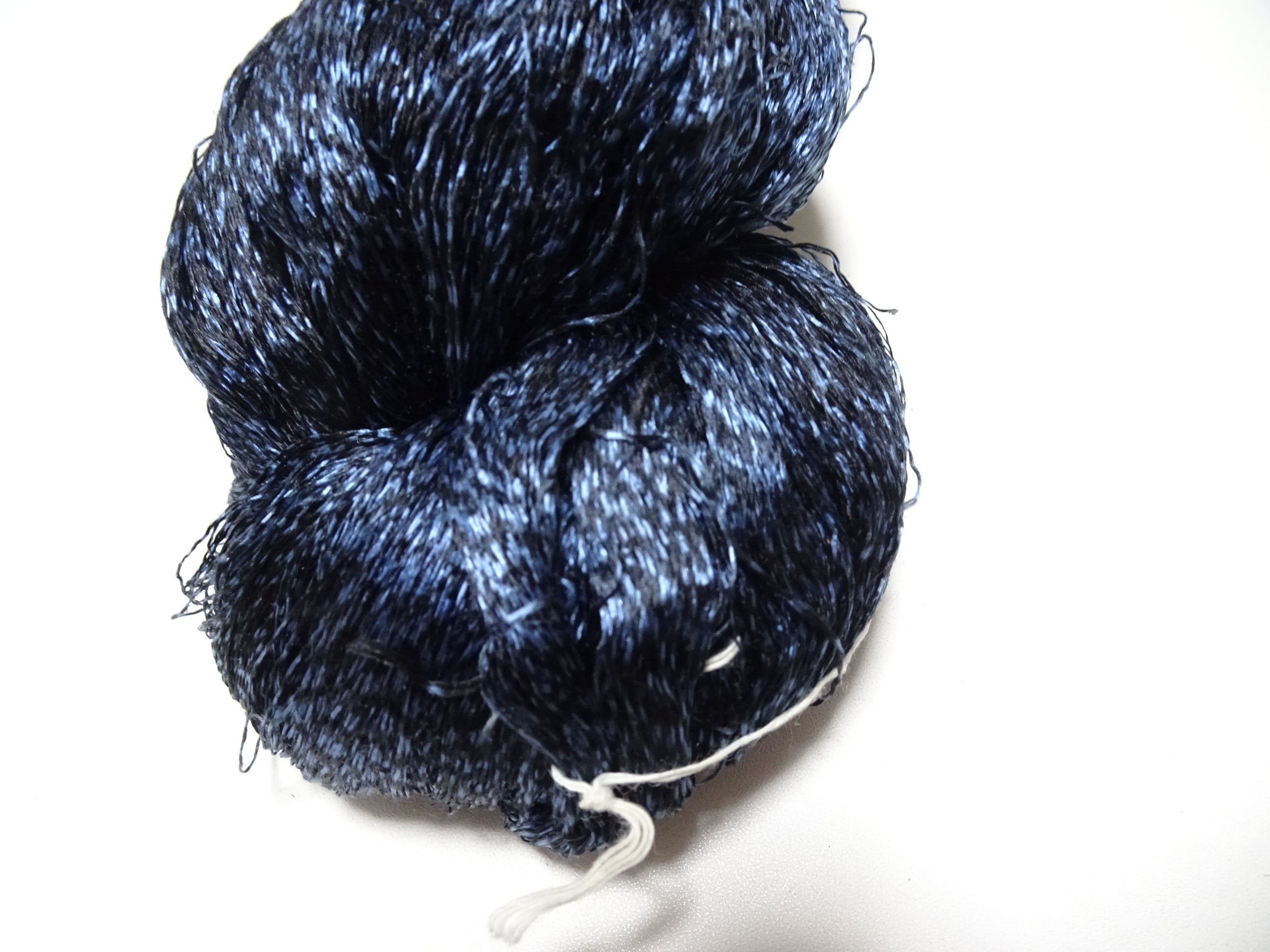 Japanese Vintage Super Rare Indigo Mud Dyeing Kasuri loose Twisted Silk Thread Embroidery & weave 13611