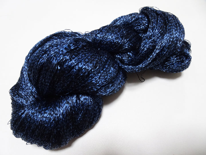 Japanese Vintage Super Rare Indigo Mud Dyeing Kasuri loose Twisted Silk Thread Embroidery & weave 13612