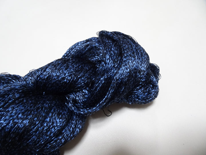 Japanese Vintage Super Rare Indigo Mud Dyeing Kasuri loose Twisted Silk Thread Embroidery & weave 13612