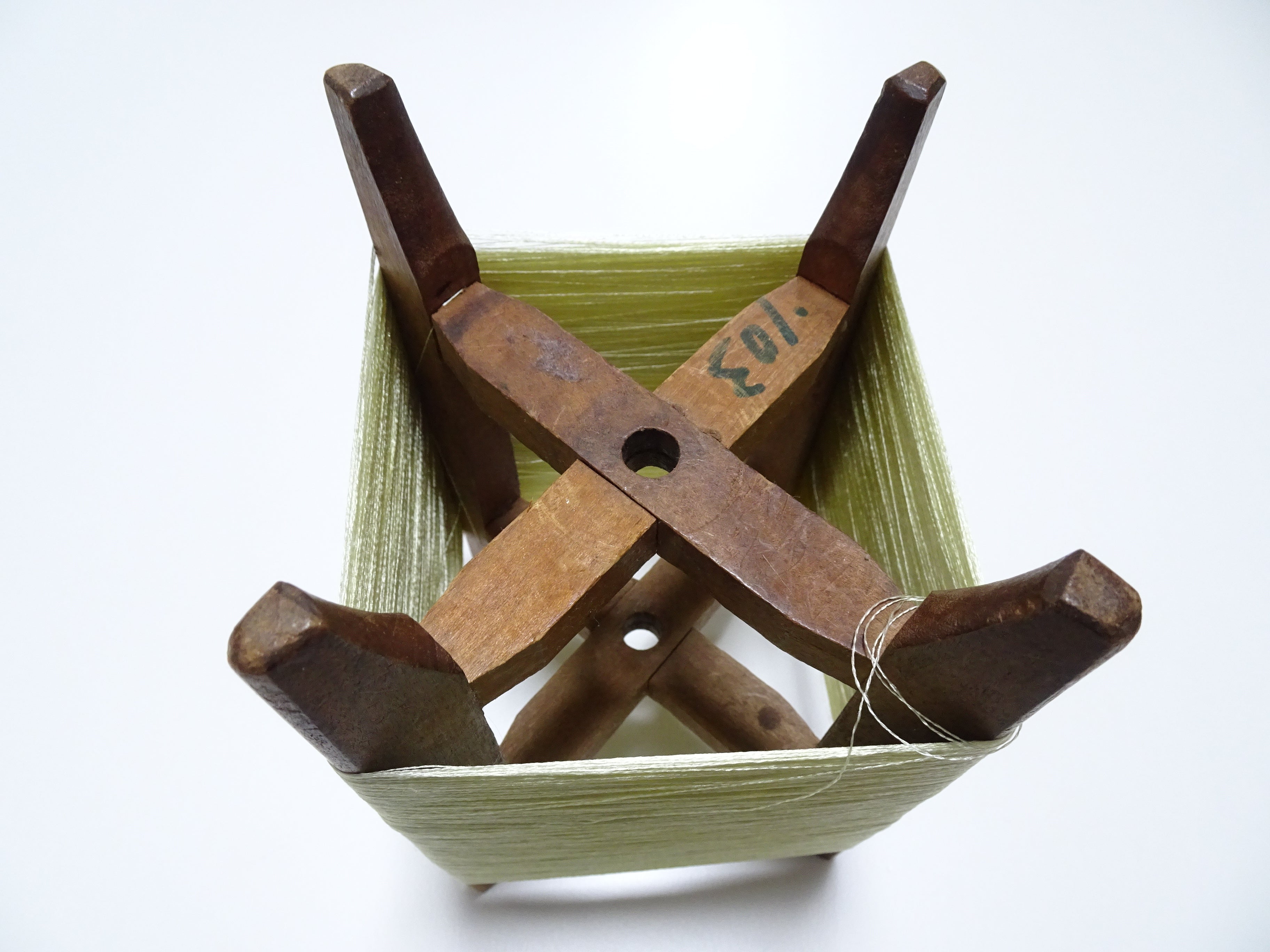 Japanese Vintage Wooden Spool & Silk Thread Embroidery 18000