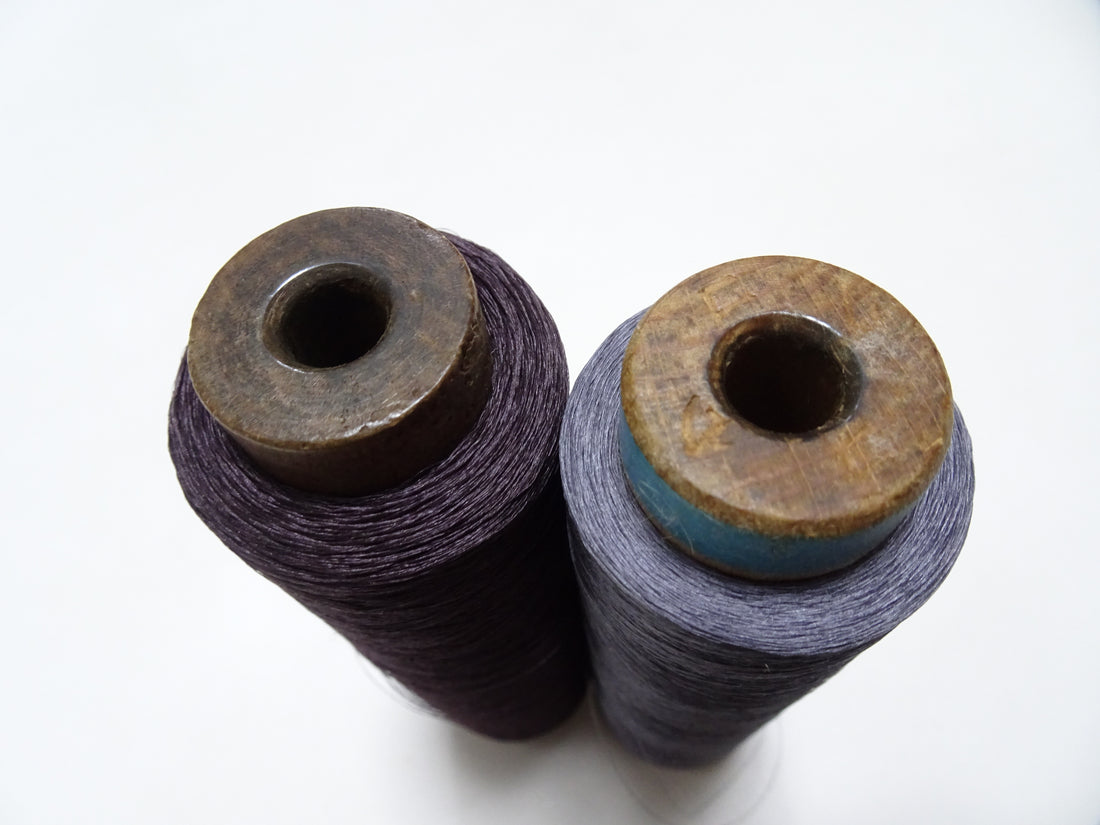 Japanese Vintage Silk Thread & Woodn Spool 2sets Embroidery 18731