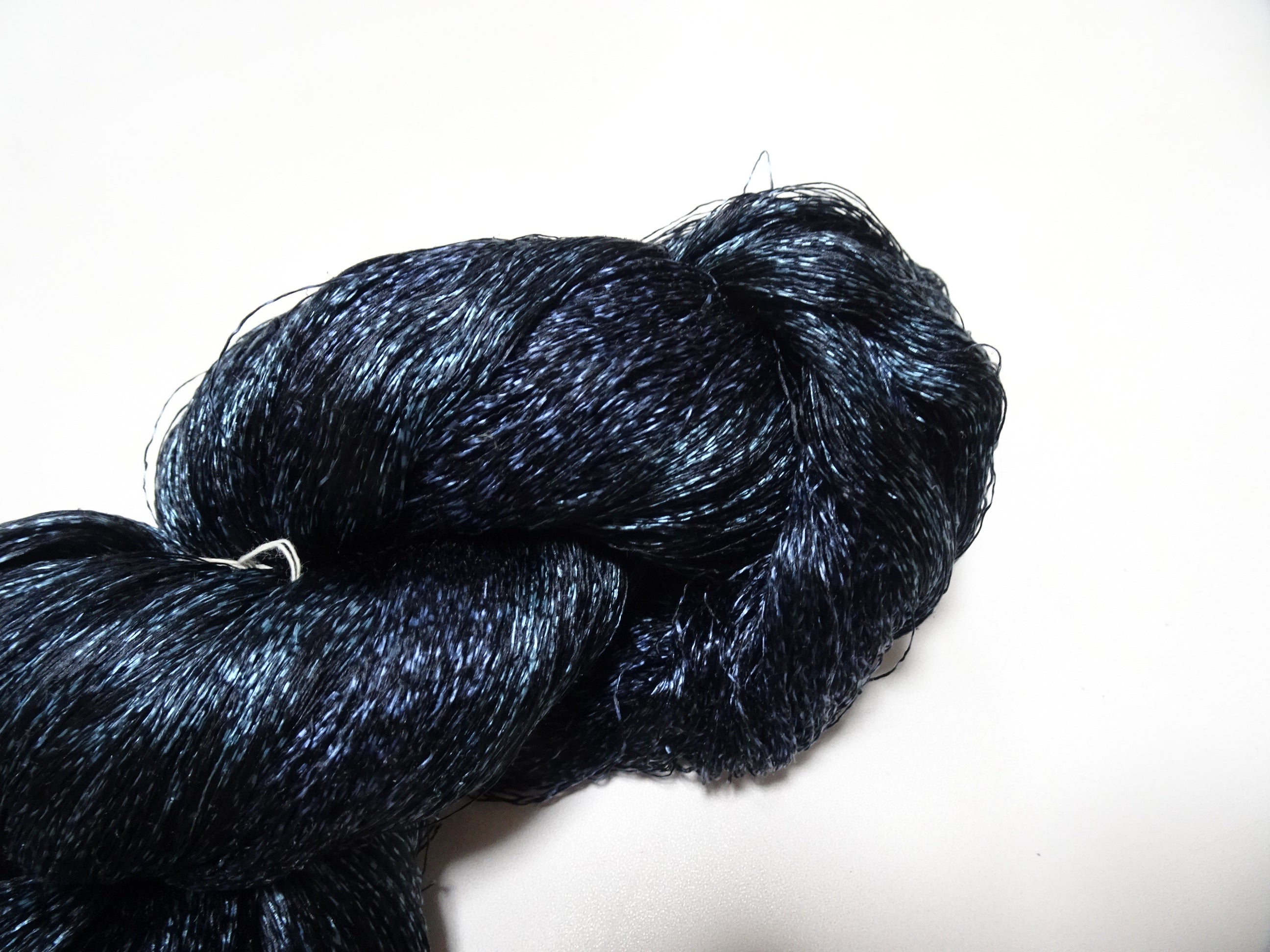 Japanese Vintage Super Rare Indigo Mud Dyeing Kasuri loose Twisted Silk Thread Embroidery & weave 13613