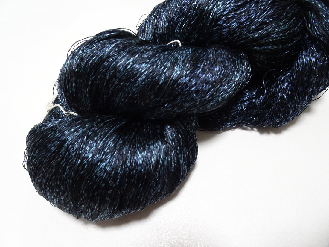 Japanese Vintage Super Rare Indigo Mud Dyeing Kasuri loose Twisted Silk Thread Embroidery & weave 13613