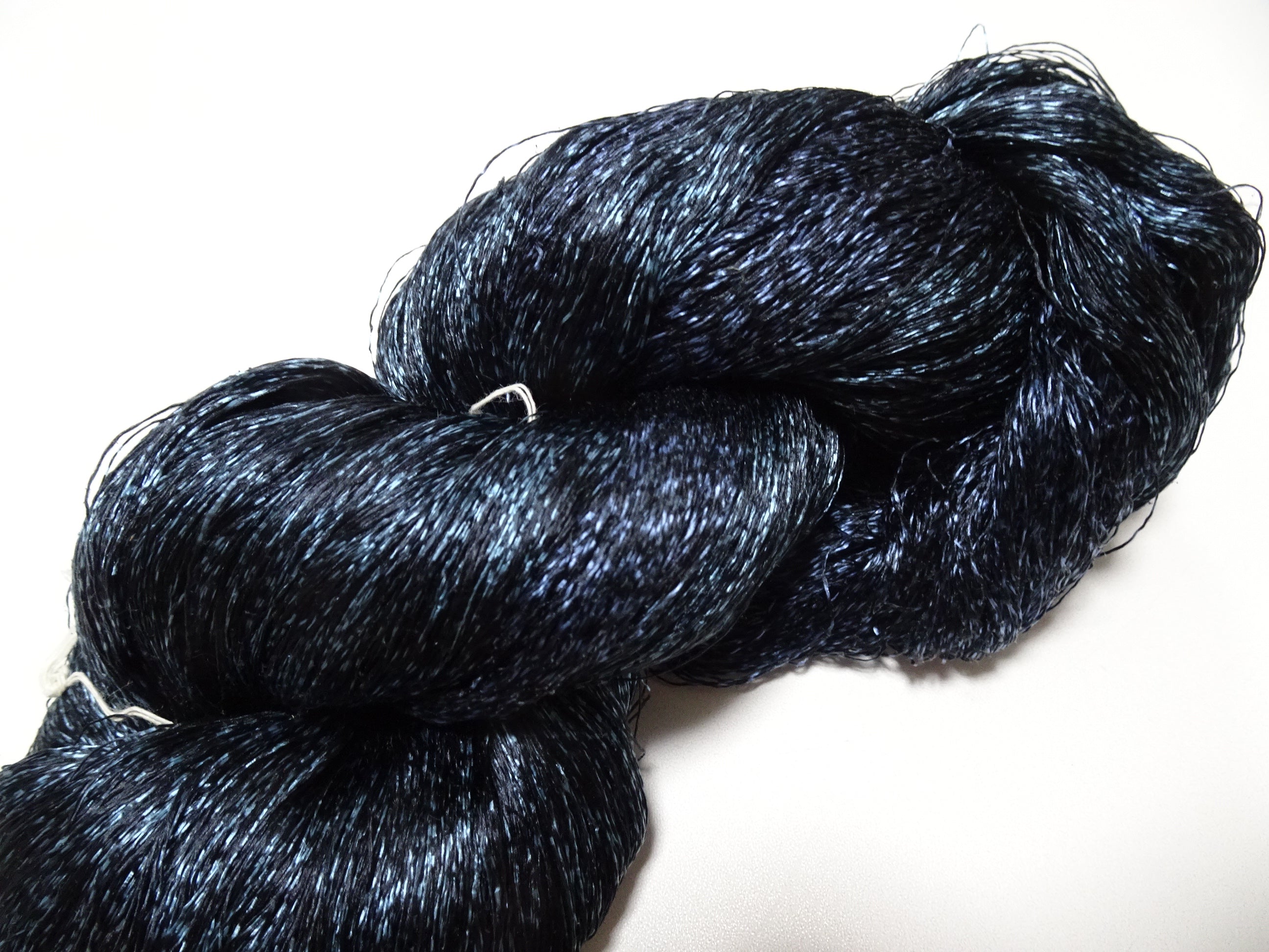 Japanese Vintage Super Rare Indigo Mud Dyeing Kasuri loose Twisted Silk Thread Embroidery & weave 13613