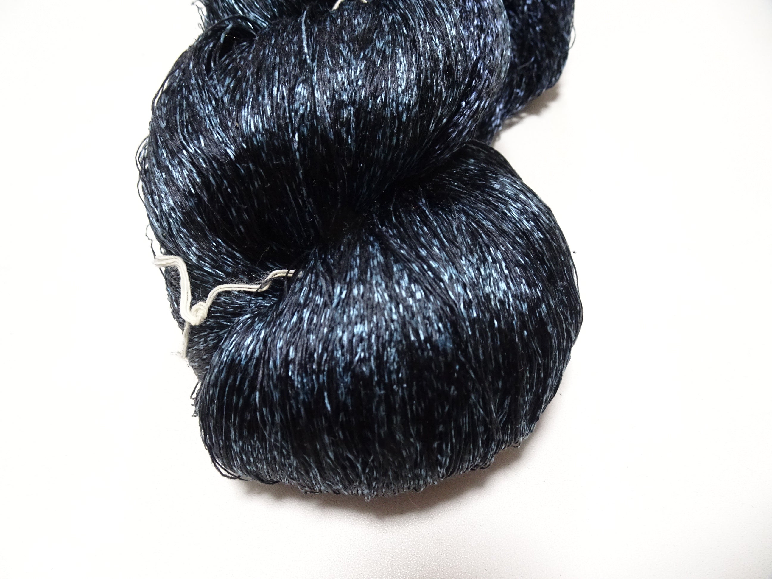 Japanese Vintage Super Rare Indigo Mud Dyeing Kasuri loose Twisted Silk Thread Embroidery & weave 13613