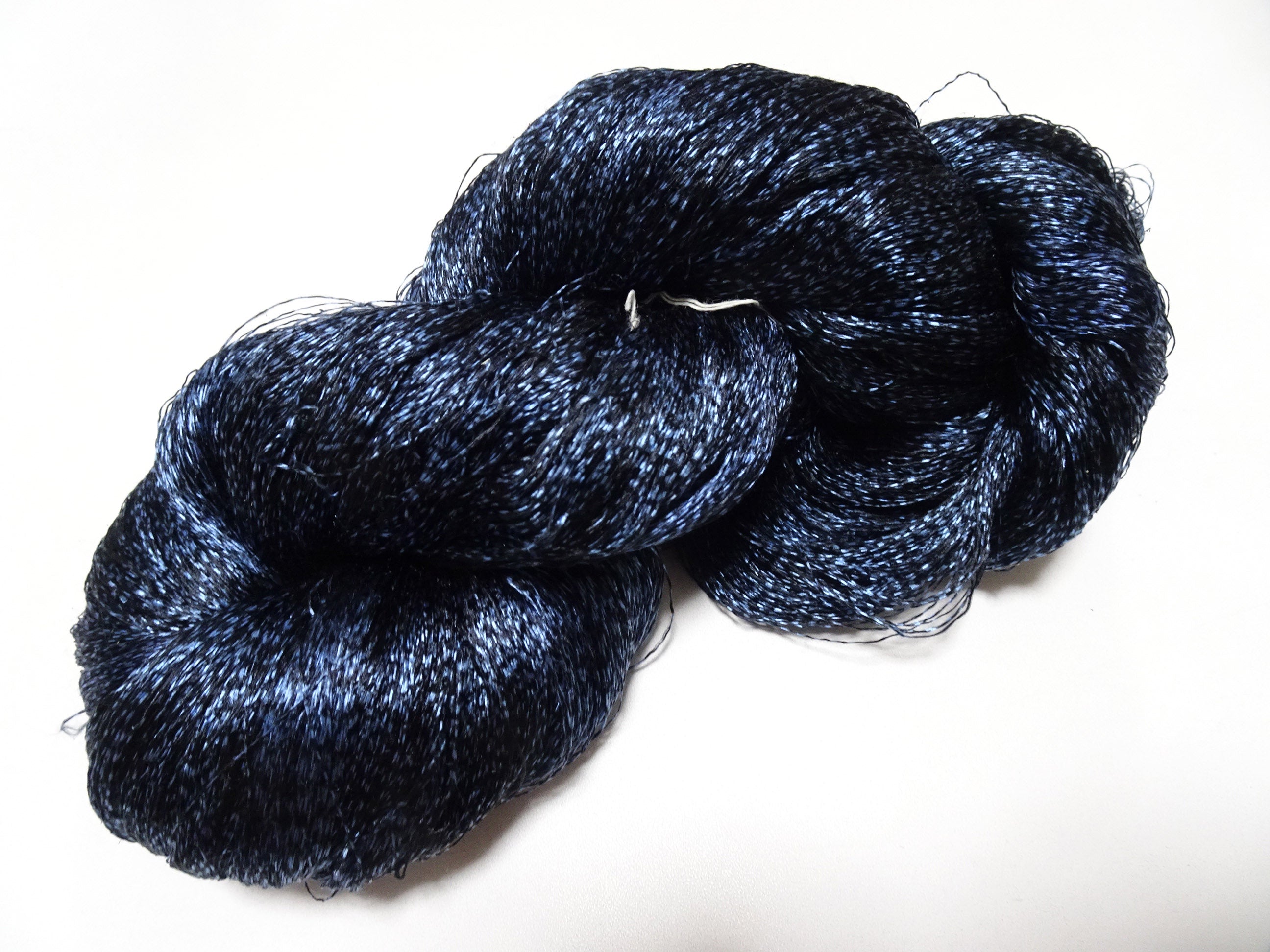 Japanese Vintage Super Rare Indigo Mud Dyeing Kasuri loose Twisted Silk Thread Embroidery & weave 13614