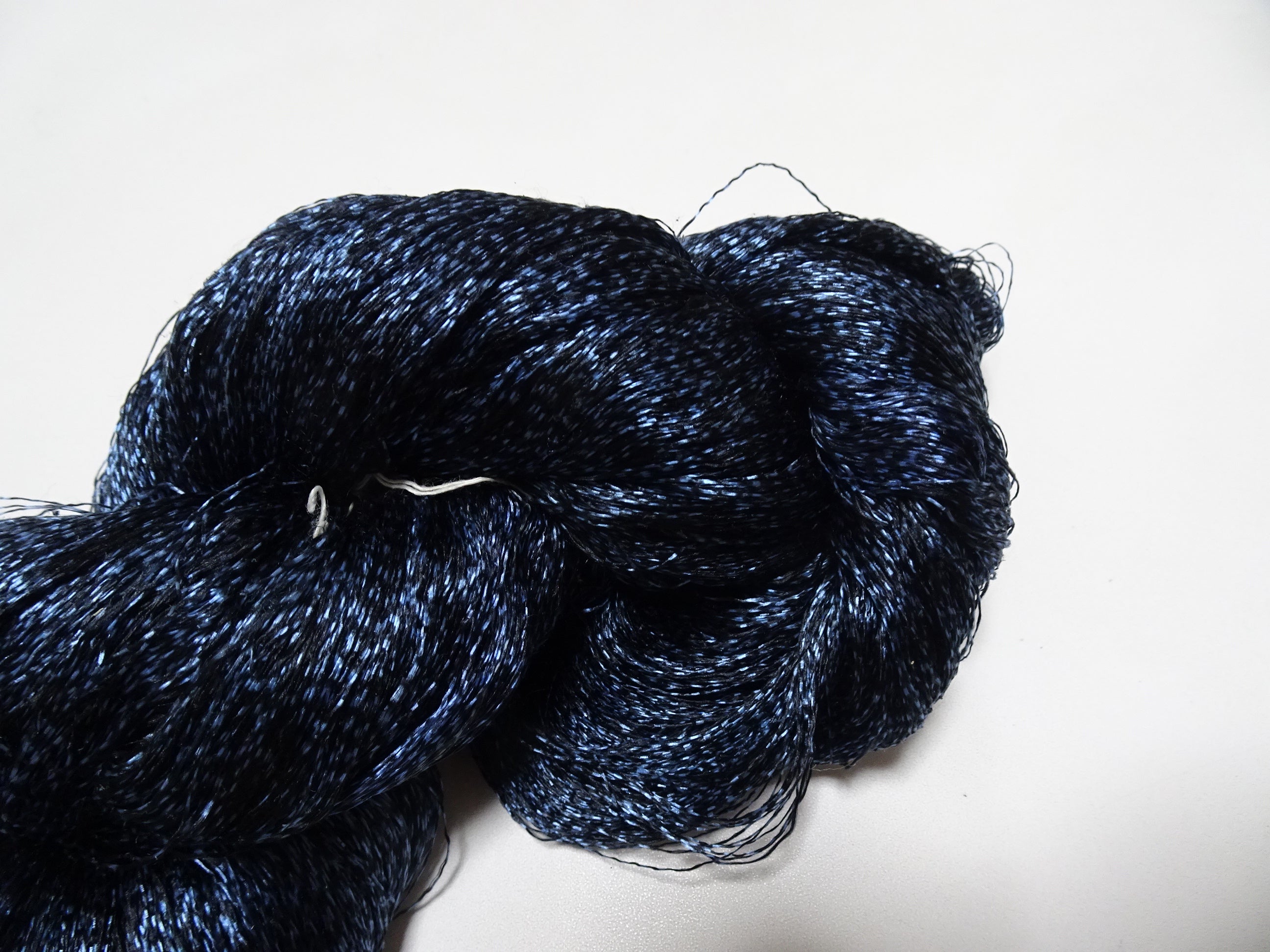 Japanese Vintage Super Rare Indigo Mud Dyeing Kasuri loose Twisted Silk Thread Embroidery & weave 13614