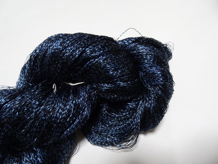 Japanese Vintage Super Rare Indigo Mud Dyeing Kasuri loose Twisted Silk Thread Embroidery & weave 13614