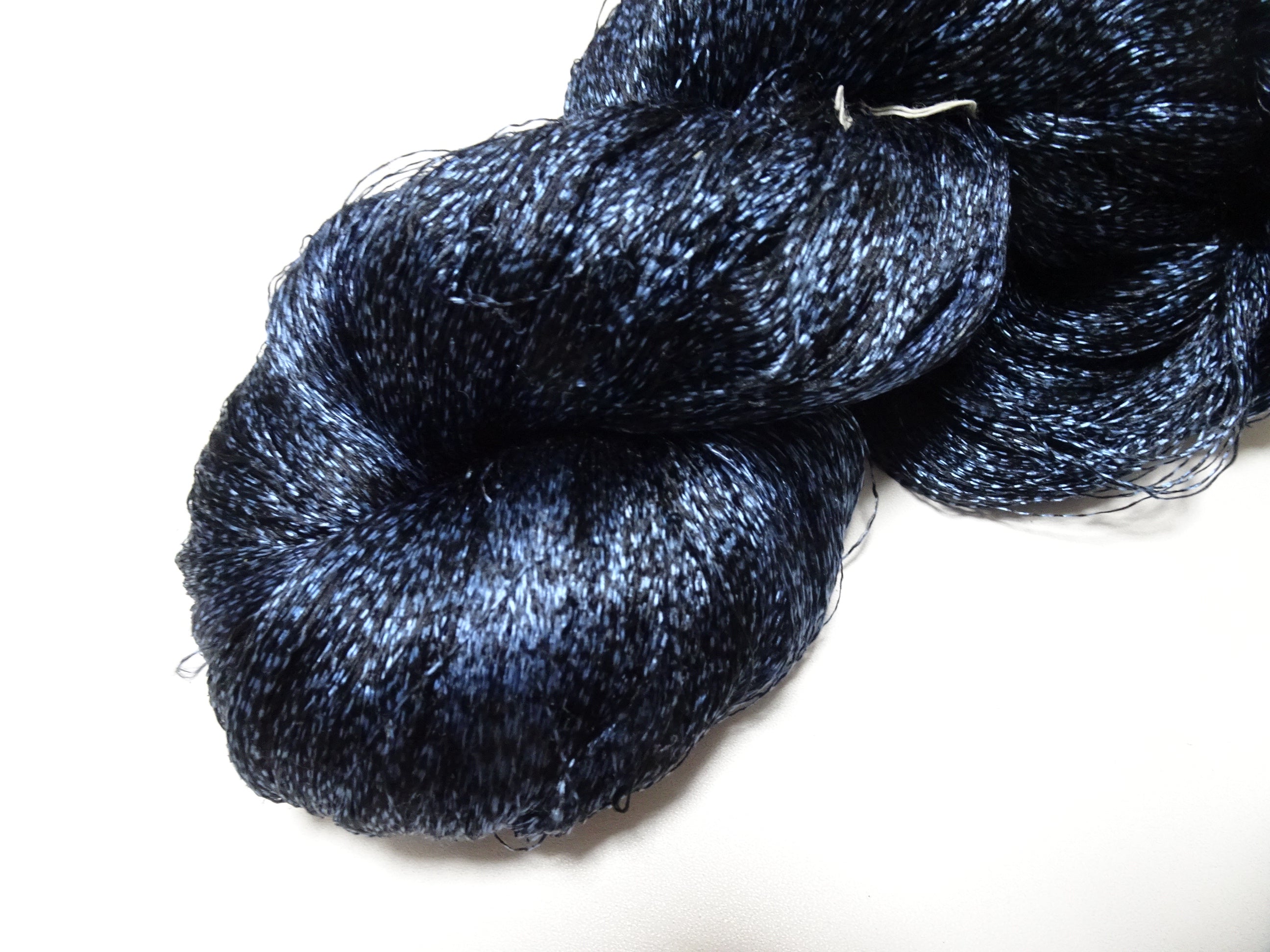 Japanese Vintage Super Rare Indigo Mud Dyeing Kasuri loose Twisted Silk Thread Embroidery & weave 13614