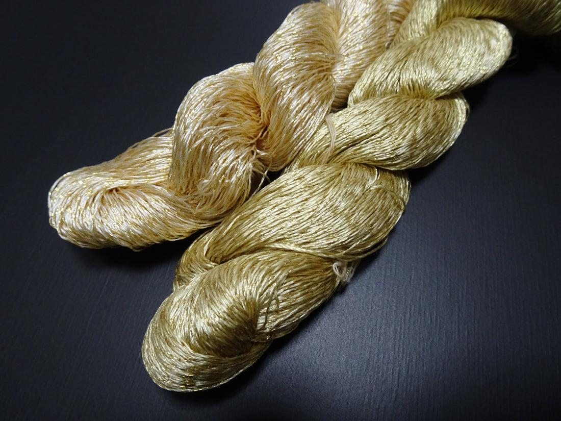 Japanese Vintage High Class Rare Silk Thread 2sets Mixture of Gold embroidery 17848