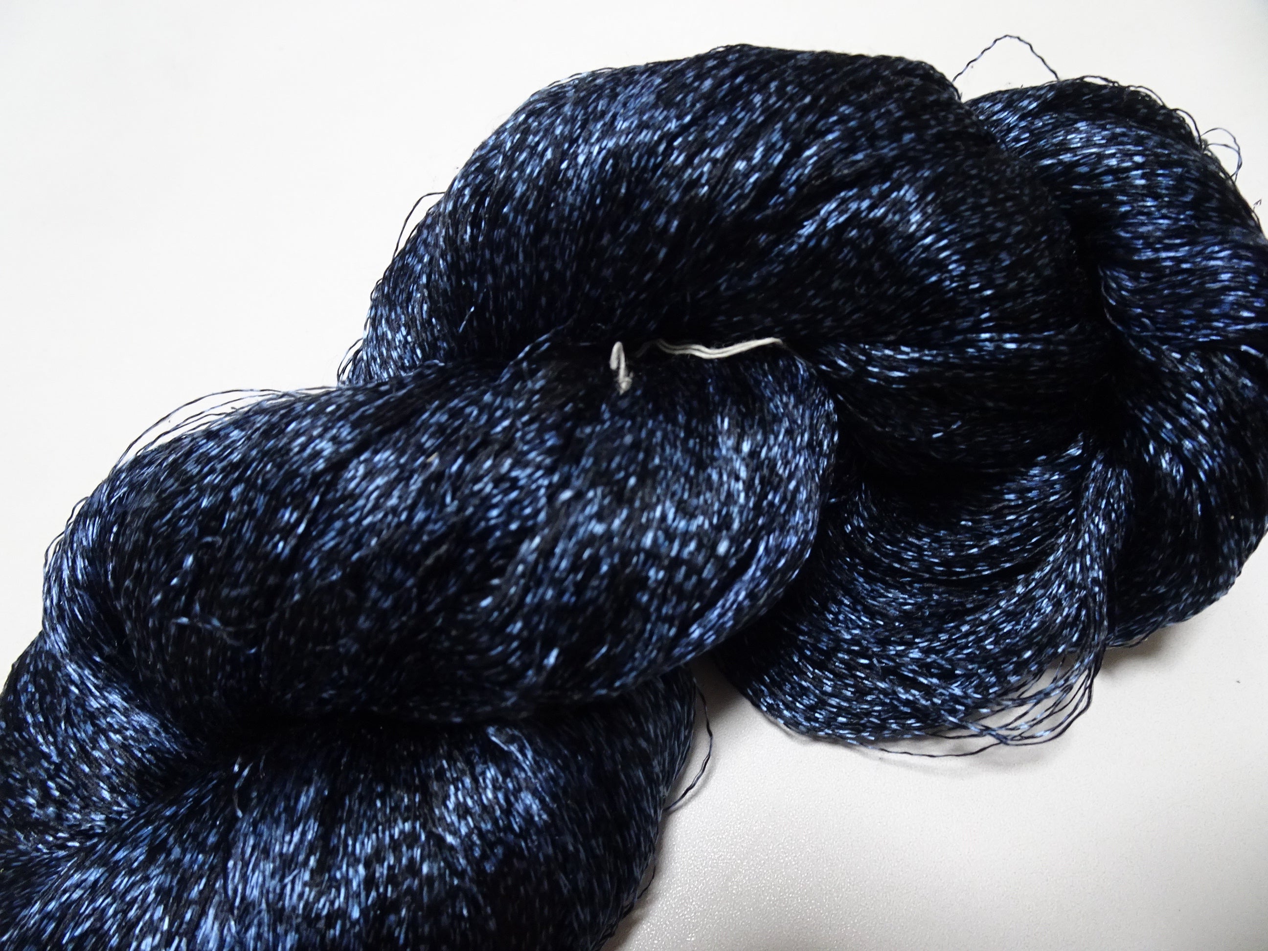 Japanese Vintage Super Rare Indigo Mud Dyeing Kasuri loose Twisted Silk Thread Embroidery & weave 13614