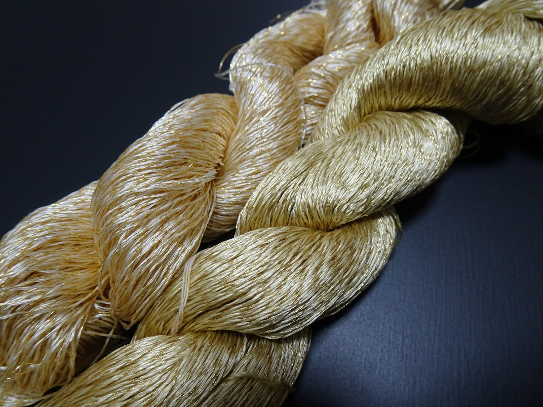 Japanese Vintage High Class Rare Silk Thread 2sets Mixture of Gold embroidery 17848