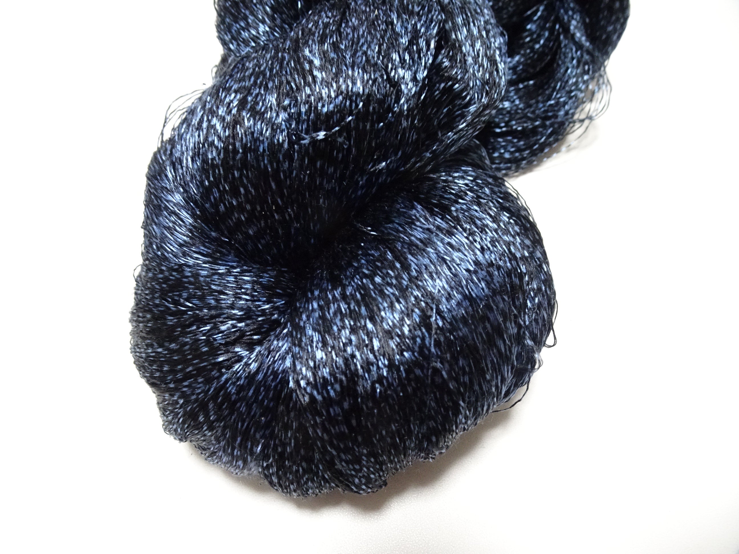 Japanese Vintage Super Rare Indigo Mud Dyeing Kasuri loose Twisted Silk Thread Embroidery & weave 13614