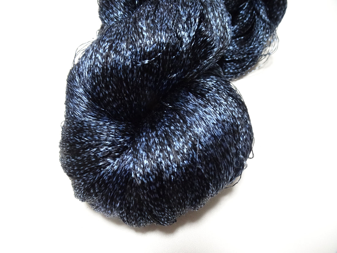 Japanese Vintage Super Rare Indigo Mud Dyeing Kasuri loose Twisted Silk Thread Embroidery & weave 13614