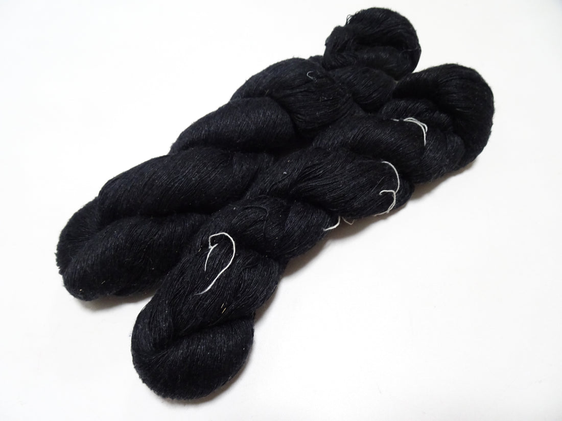 Japanese Vintage Mawata Tsumugi Fine Quality Silk Thread 2sets embroidery & Weave Black 17059