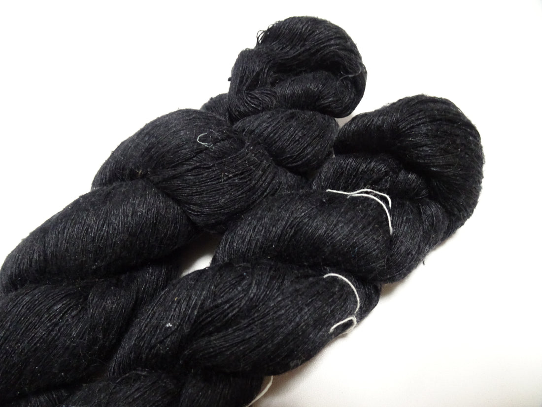 Japanese Vintage Mawata Tsumugi Fine Quality Silk Thread 2sets embroidery & Weave Black 17059