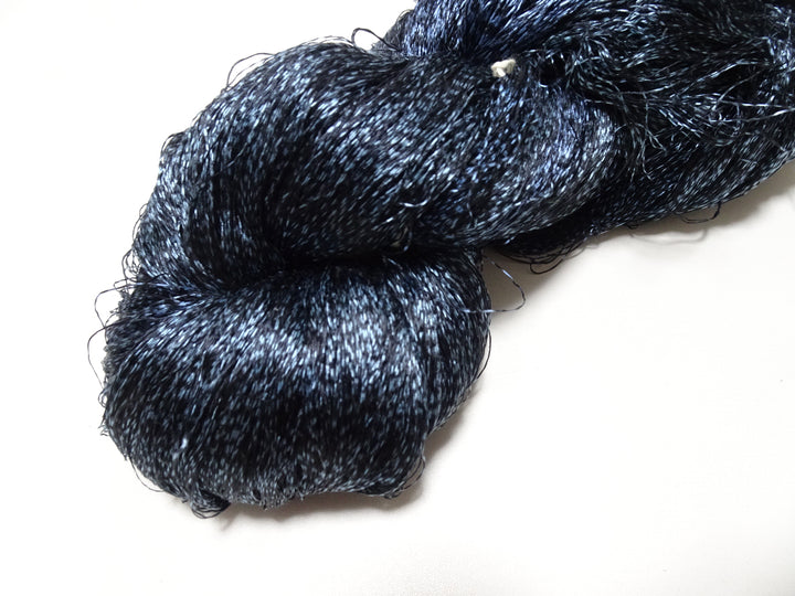 Japanese Vintage Super Rare Indigo Mud Dyeing Kasuri loose Twisted Silk Thread Embroidery & weave 13615