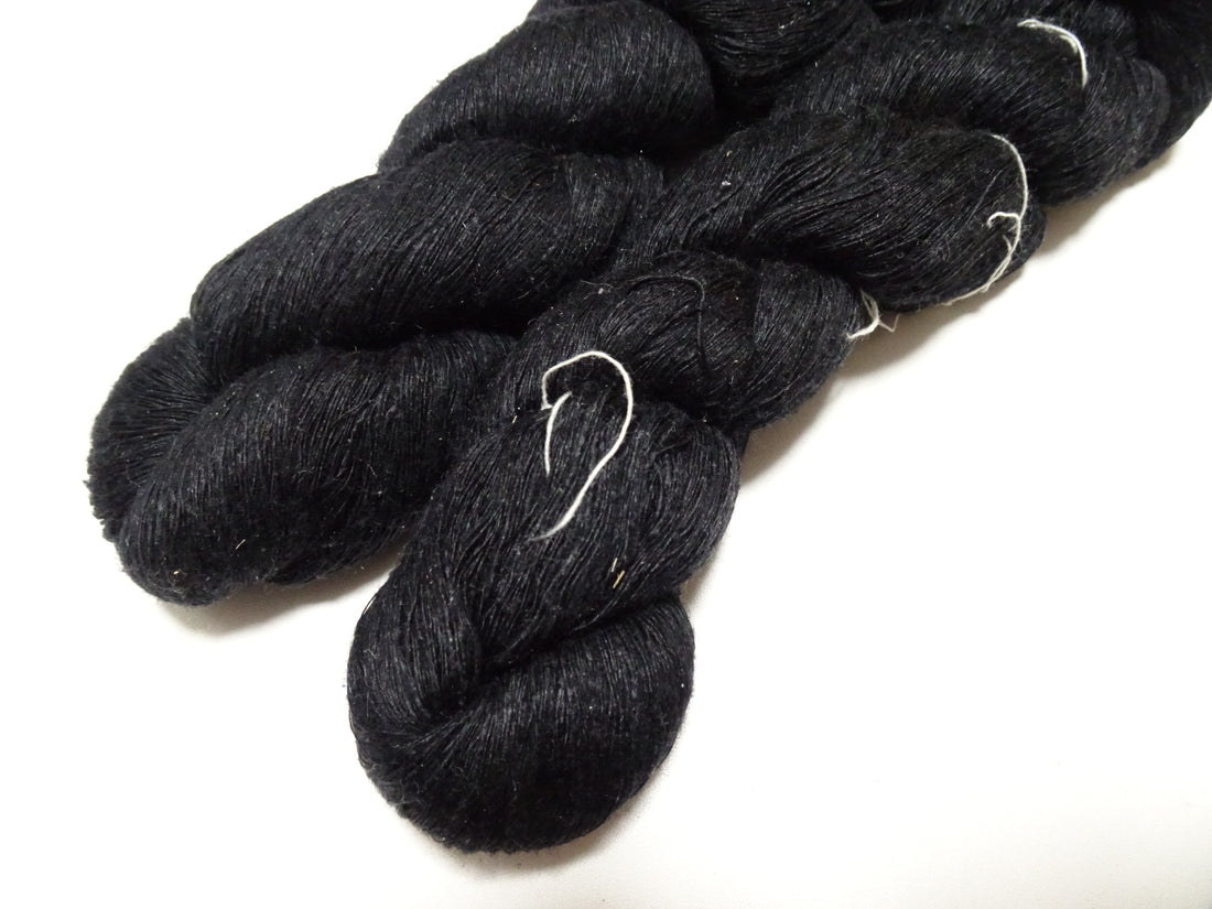 Japanese Vintage Mawata Tsumugi Fine Quality Silk Thread 2sets embroidery & Weave Black 17059