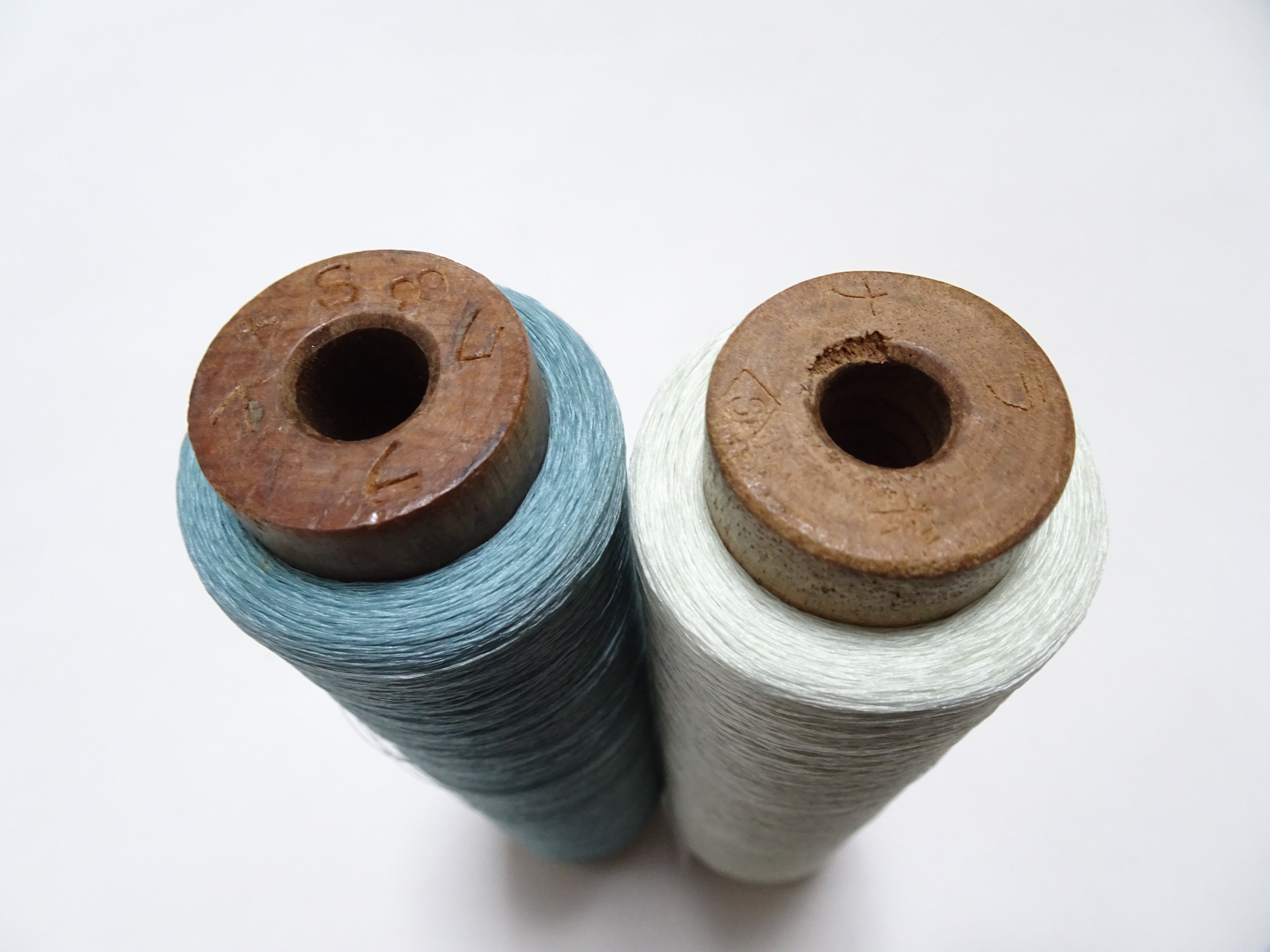 Japanese Vintage Silk Thread & Woodn Spool 2sets Embroidery 18734