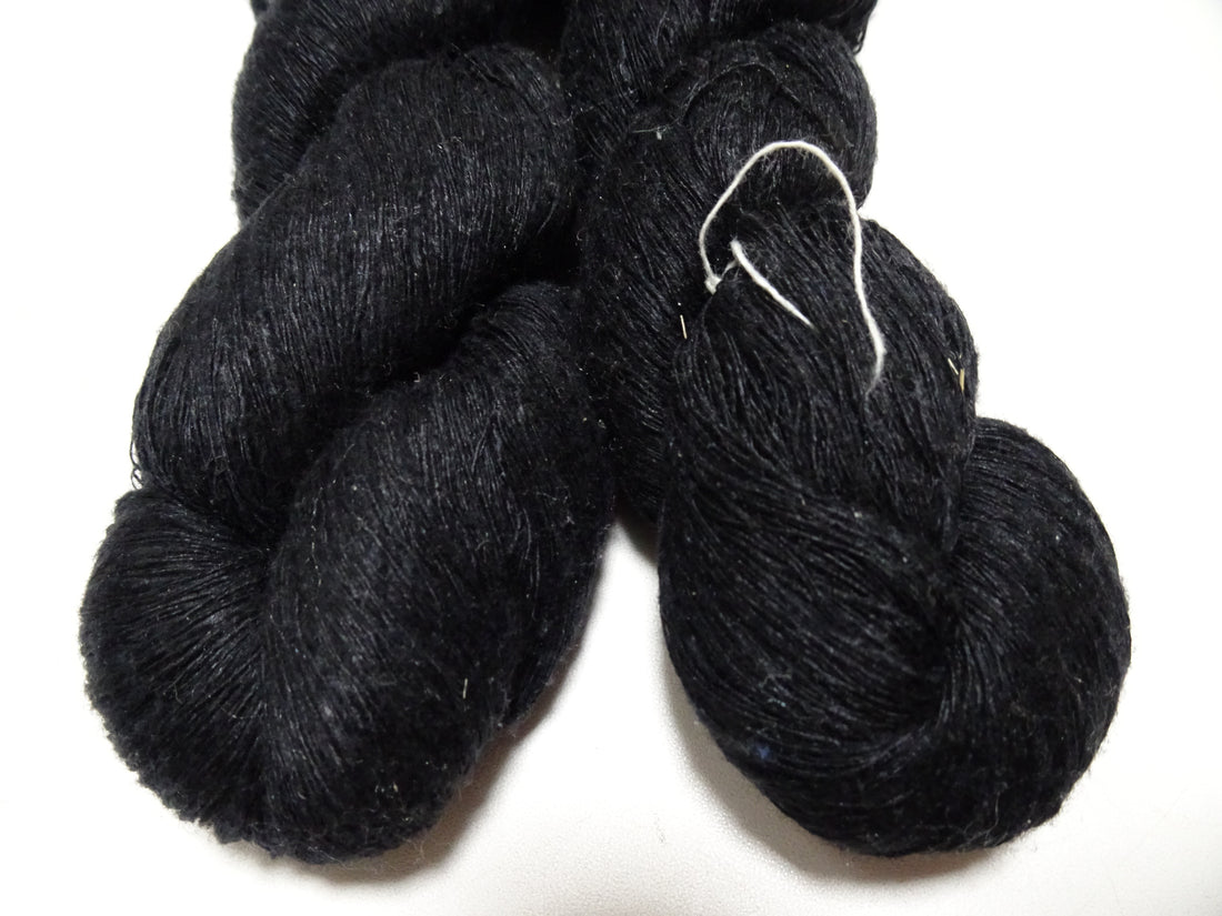 Japanese Vintage Mawata Tsumugi Fine Quality Silk Thread 2sets embroidery & Weave Black 17059