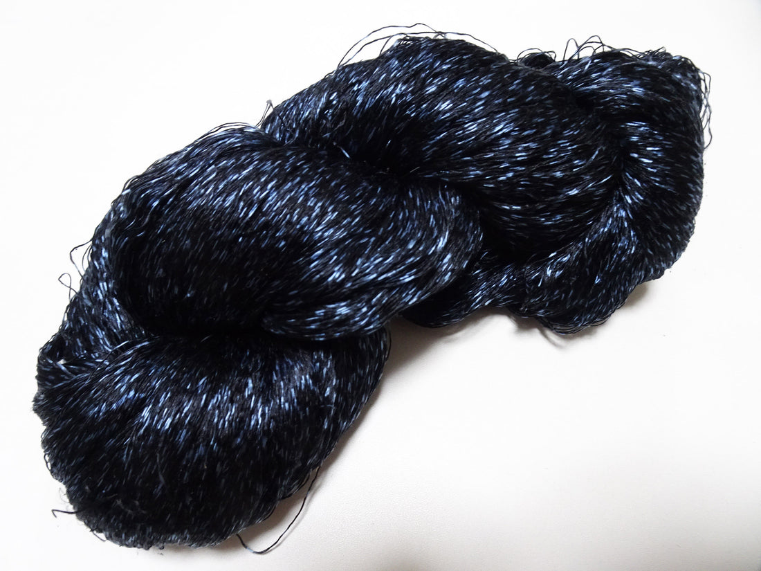 Japanese Vintage Super Rare Indigo Mud Dyeing Kasuri loose Twisted Silk Thread Embroidery & weave 13616