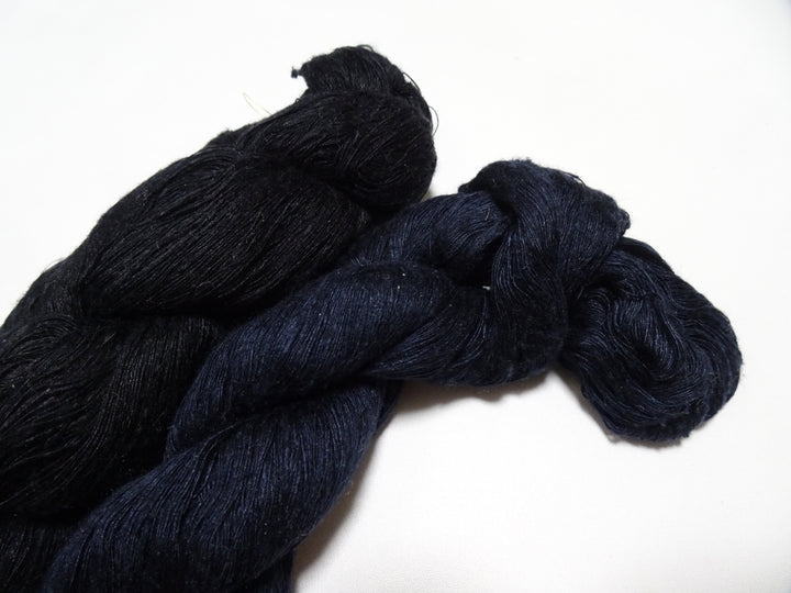 Japanese Vintage Mawata Tsumugi Fine Quality Silk Thread 2sets embroidery & Weave Black & Midnight Blue 17060