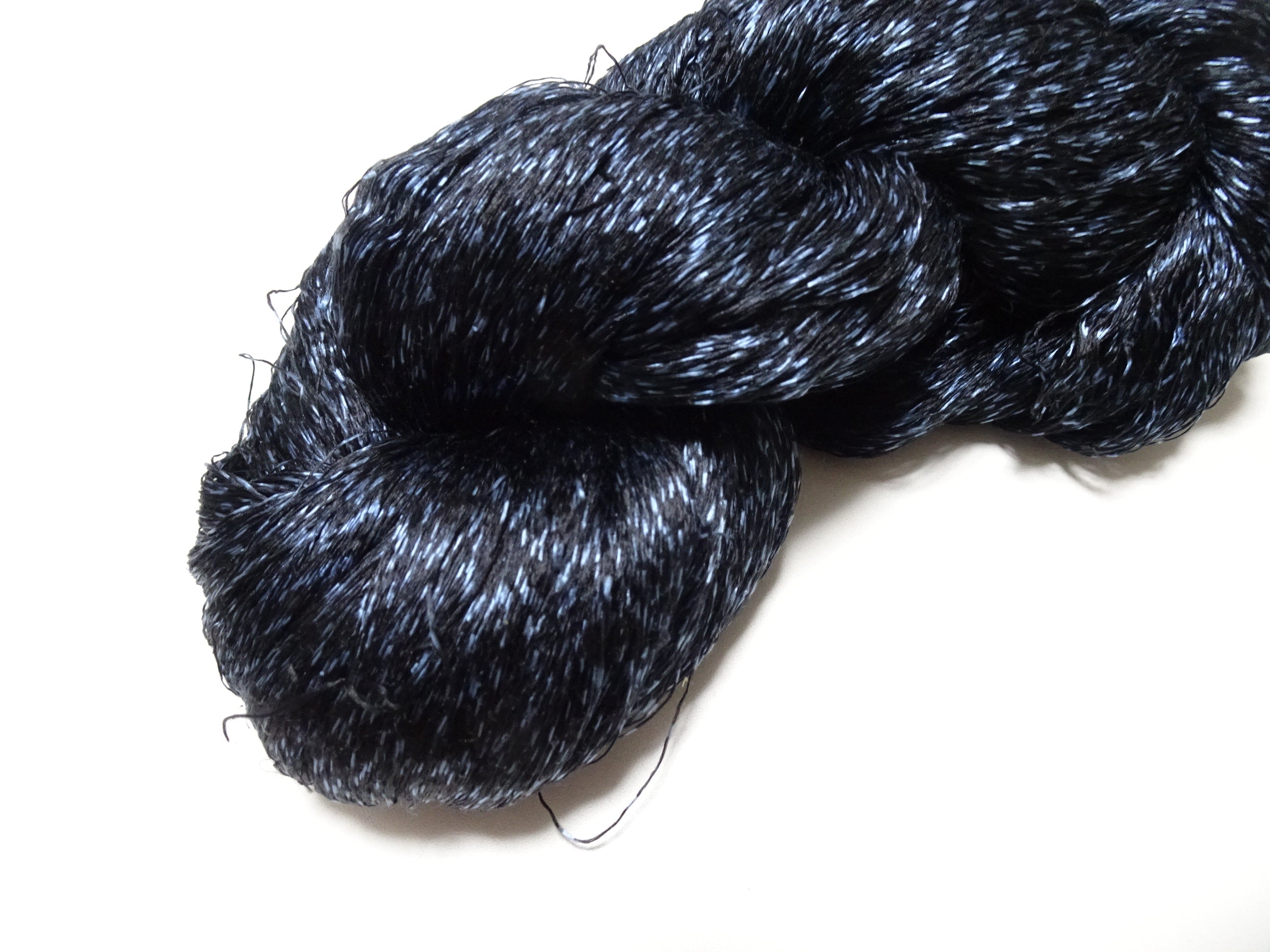 Japanese Vintage Super Rare Indigo Mud Dyeing Kasuri loose Twisted Silk Thread Embroidery & weave 13616