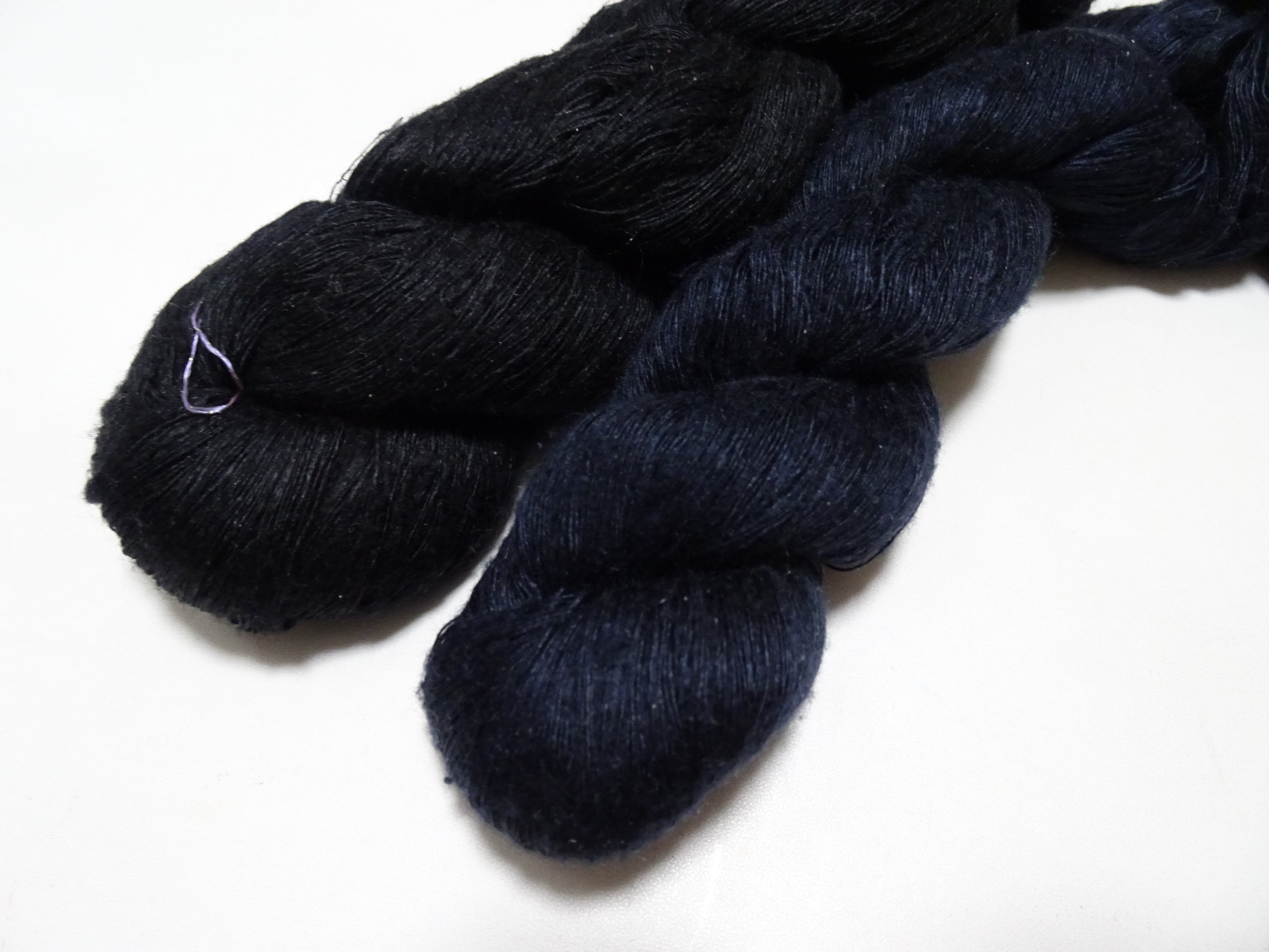 Japanese Vintage Mawata Tsumugi Fine Quality Silk Thread 2sets embroidery & Weave Black & Midnight Blue 17060