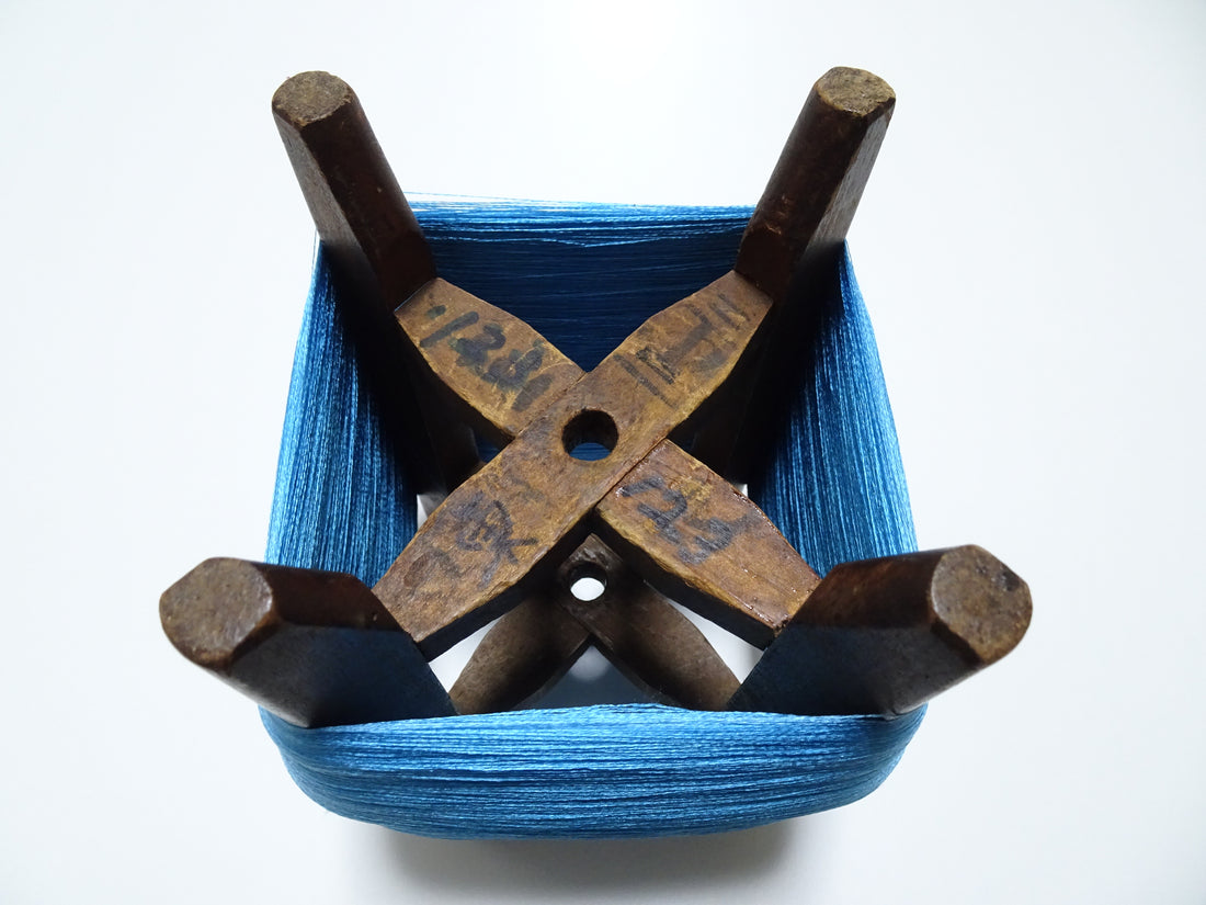 Japanese Vintage Wooden Spool & Silk Thread Embroidery 18004