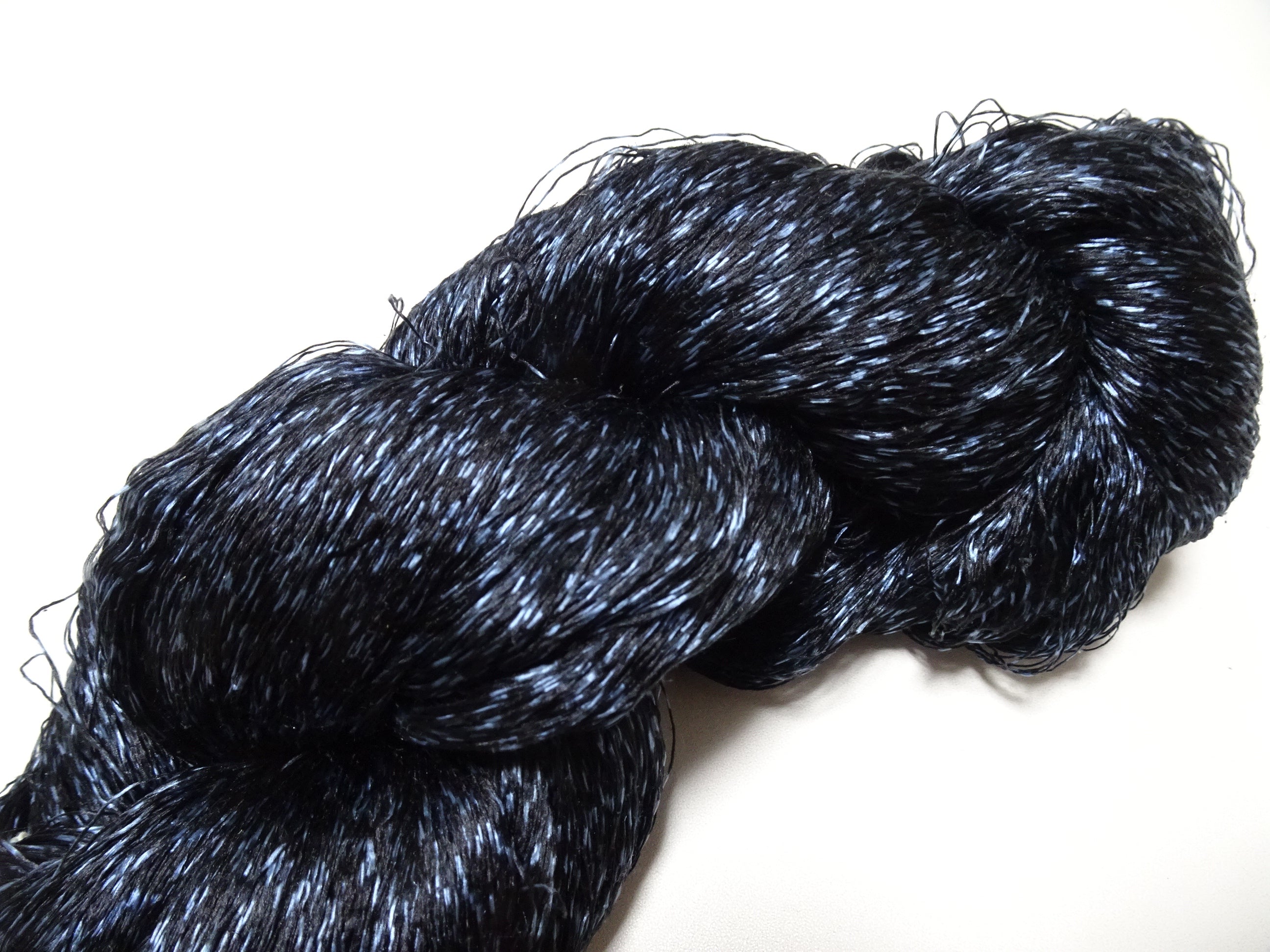 Japanese Vintage Super Rare Indigo Mud Dyeing Kasuri loose Twisted Silk Thread Embroidery & weave 13616