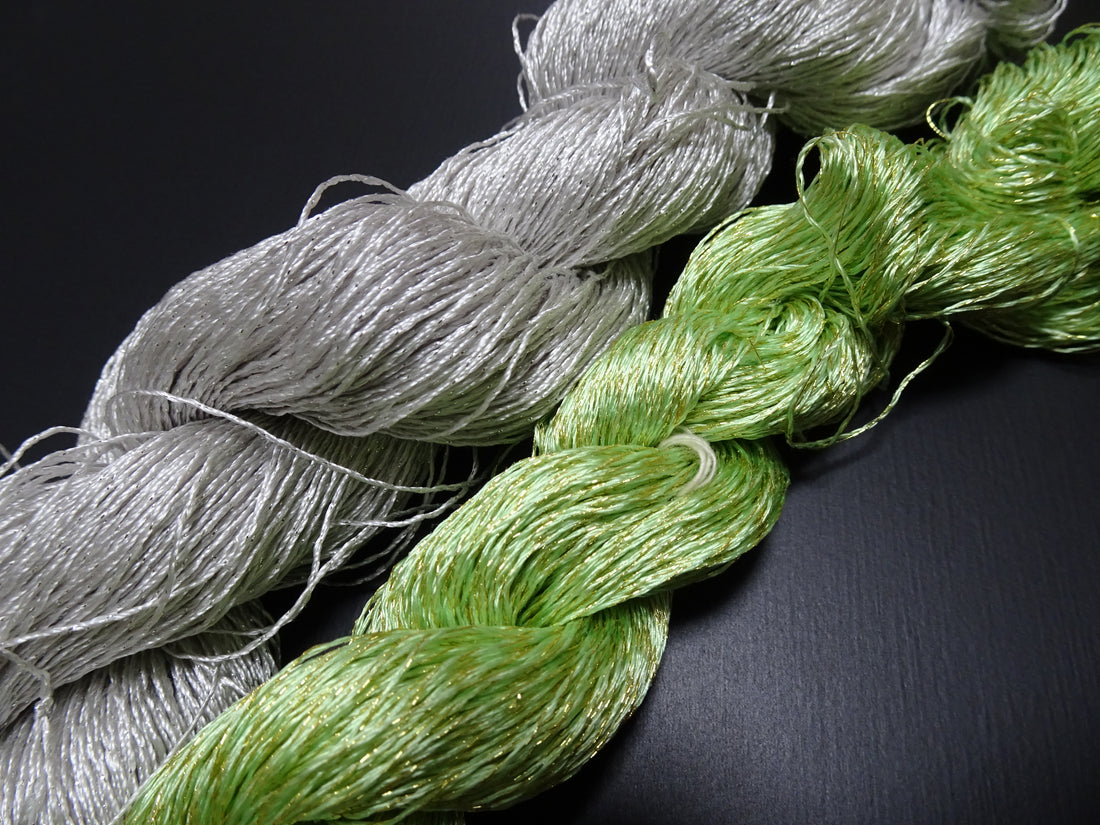 Japanese Vintage High Class Rare Silk Thread 2sets Mixture of Gold & Silver embroidery 17850
