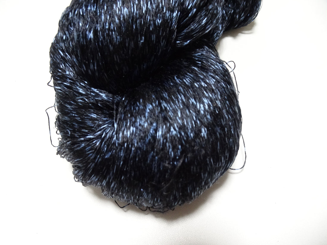 Japanese Vintage Super Rare Indigo Mud Dyeing Kasuri loose Twisted Silk Thread Embroidery & weave 13616