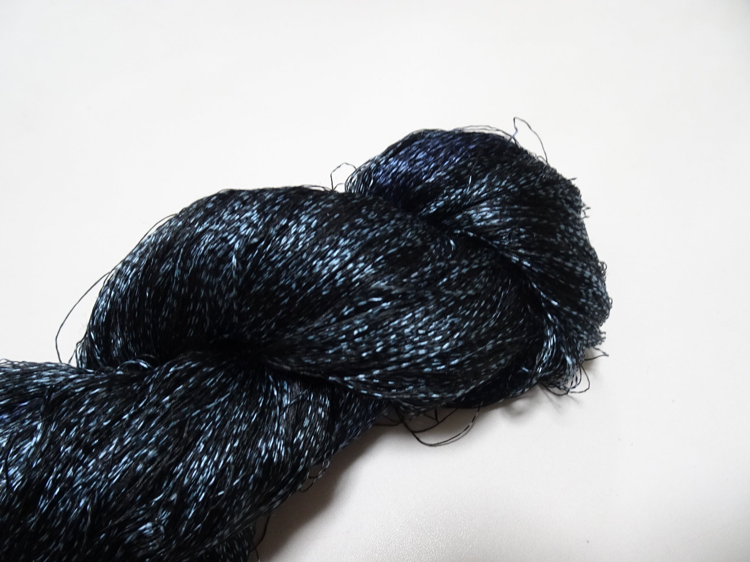 Japanese Vintage Super Rare Indigo Mud Dyeing Kasuri loose Twisted Silk Thread Embroidery & weave 13617