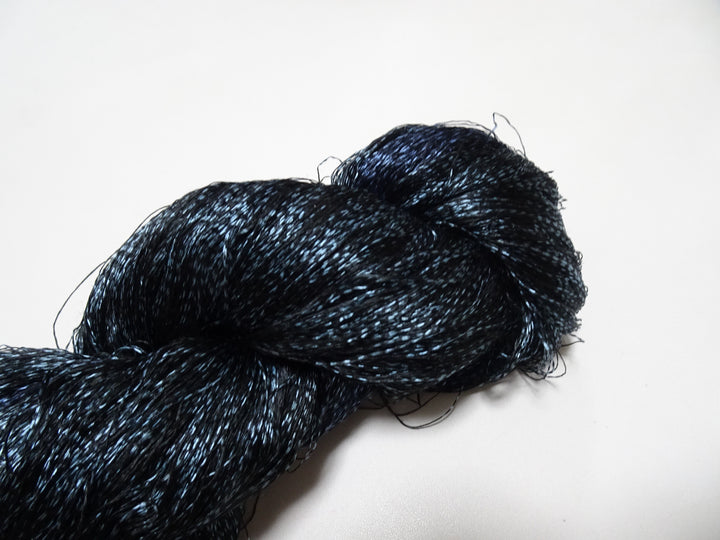 Japanese Vintage Super Rare Indigo Mud Dyeing Kasuri loose Twisted Silk Thread Embroidery & weave 13617