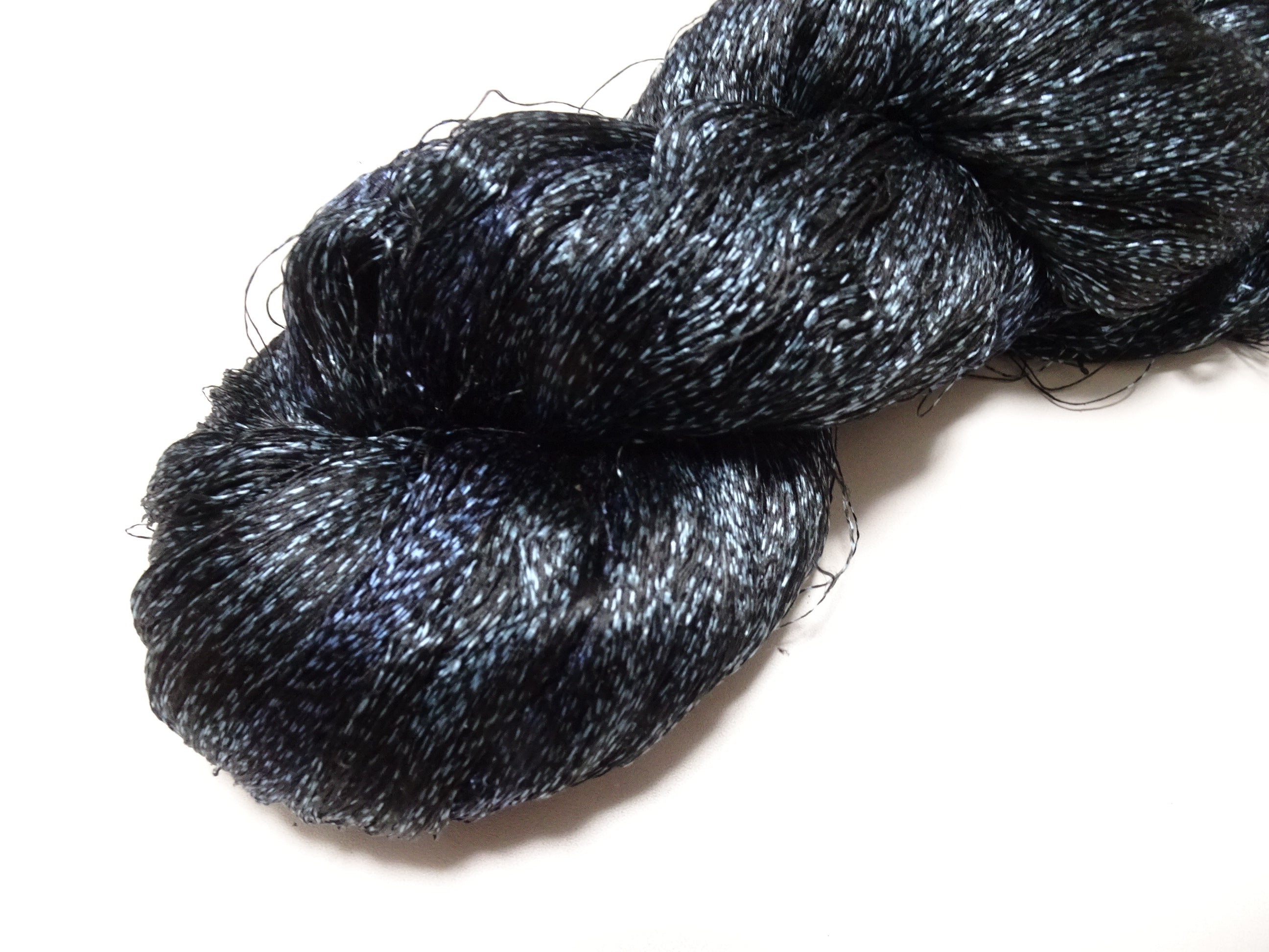 Japanese Vintage Super Rare Indigo Mud Dyeing Kasuri loose Twisted Silk Thread Embroidery & weave 13617