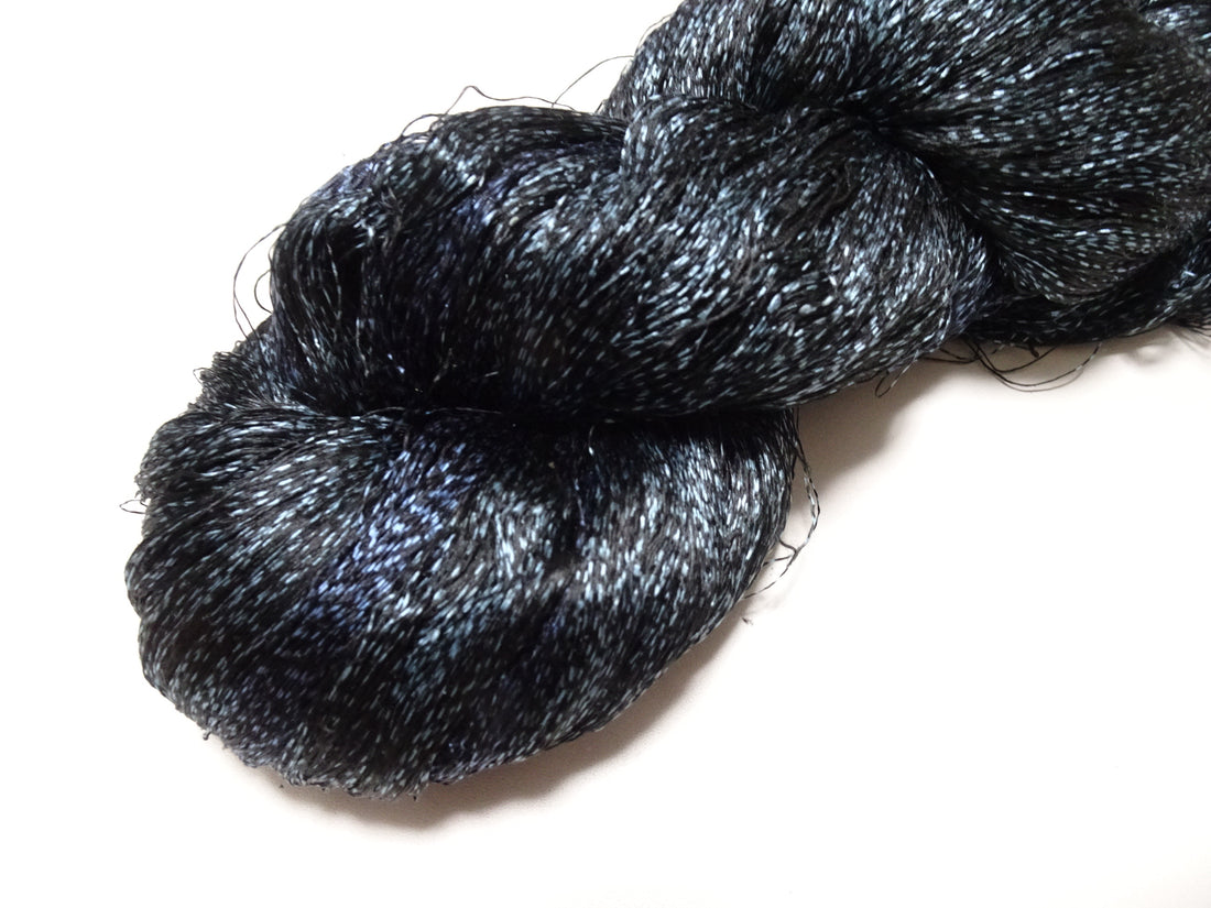 Japanese Vintage Super Rare Indigo Mud Dyeing Kasuri loose Twisted Silk Thread Embroidery & weave 13617