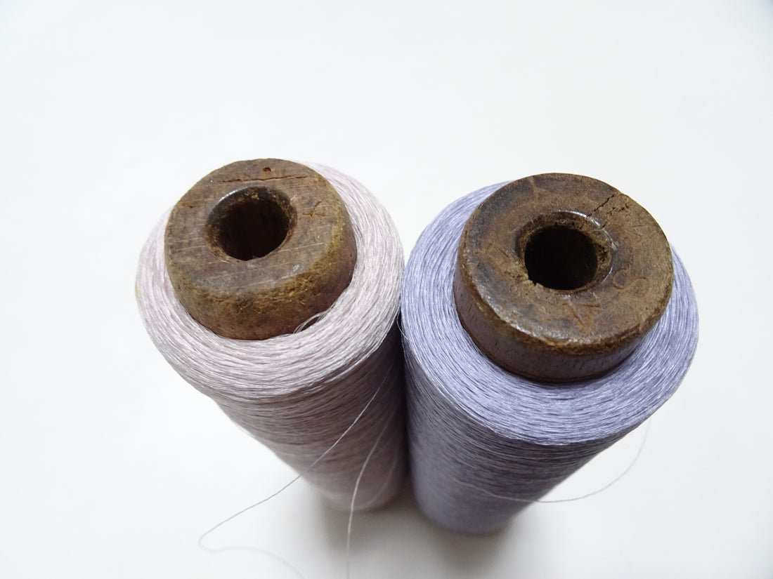 Japanese Vintage Silk Thread & Woodn Spool 2sets Embroidery 18736