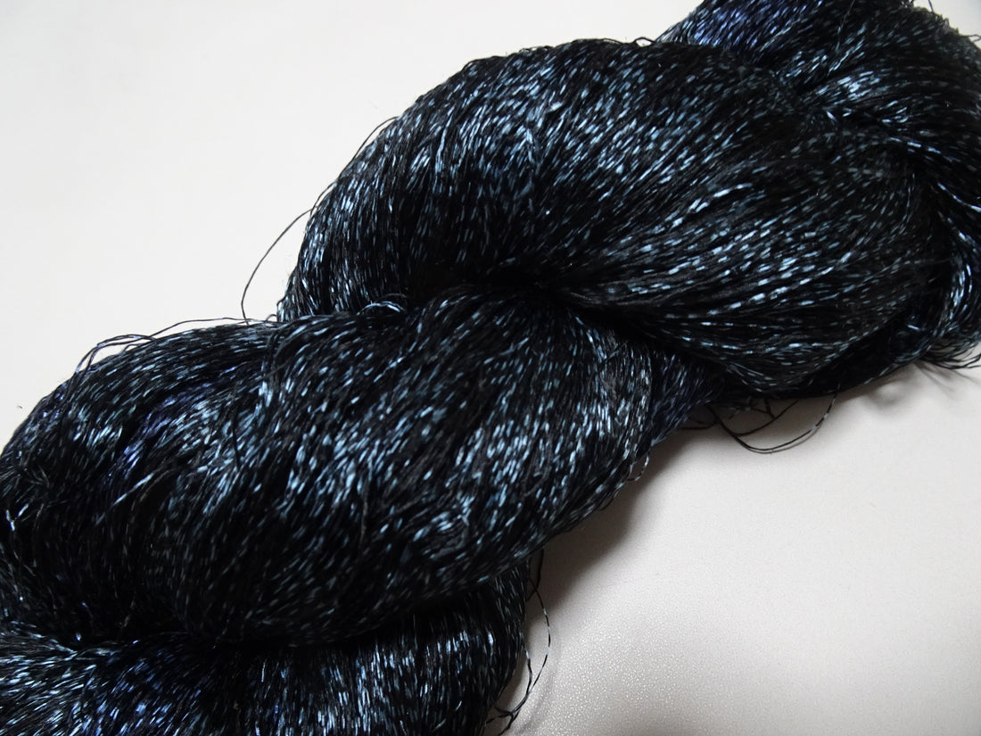 Japanese Vintage Super Rare Indigo Mud Dyeing Kasuri loose Twisted Silk Thread Embroidery & weave 13617