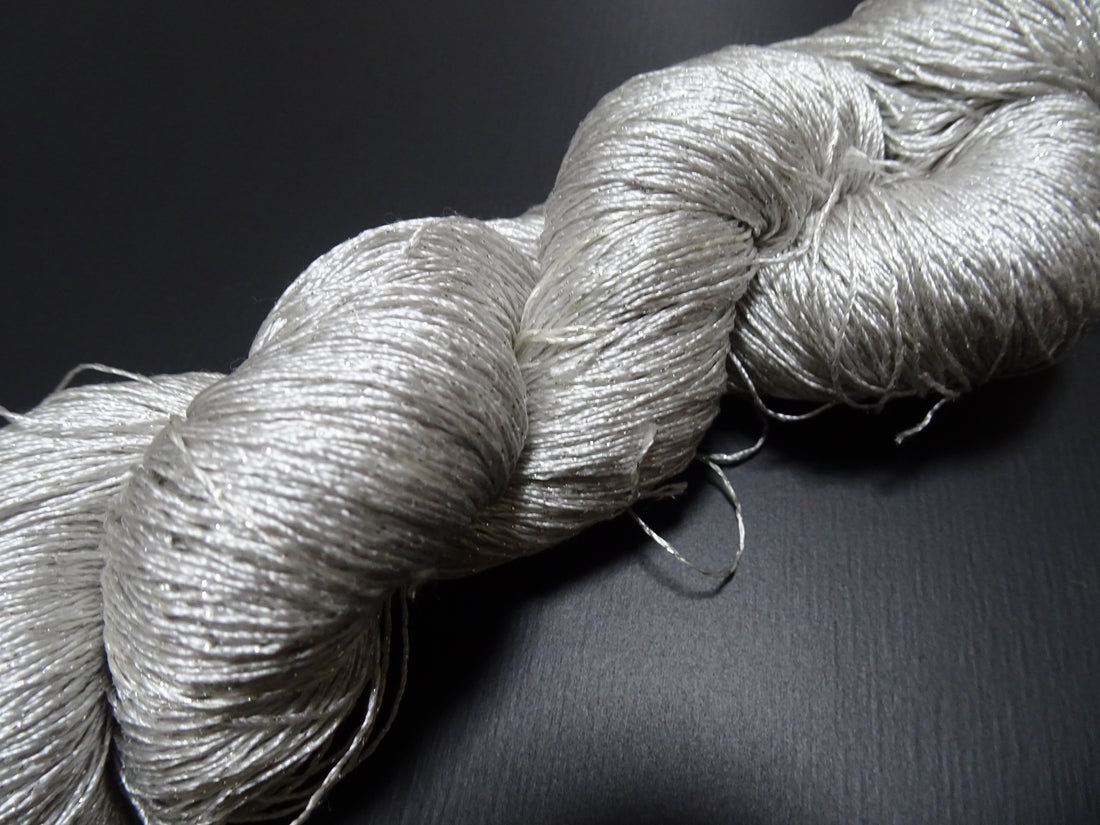 Japanese Vintage High Class Rare Silk Thread Mixture of Silver embroidery 17851