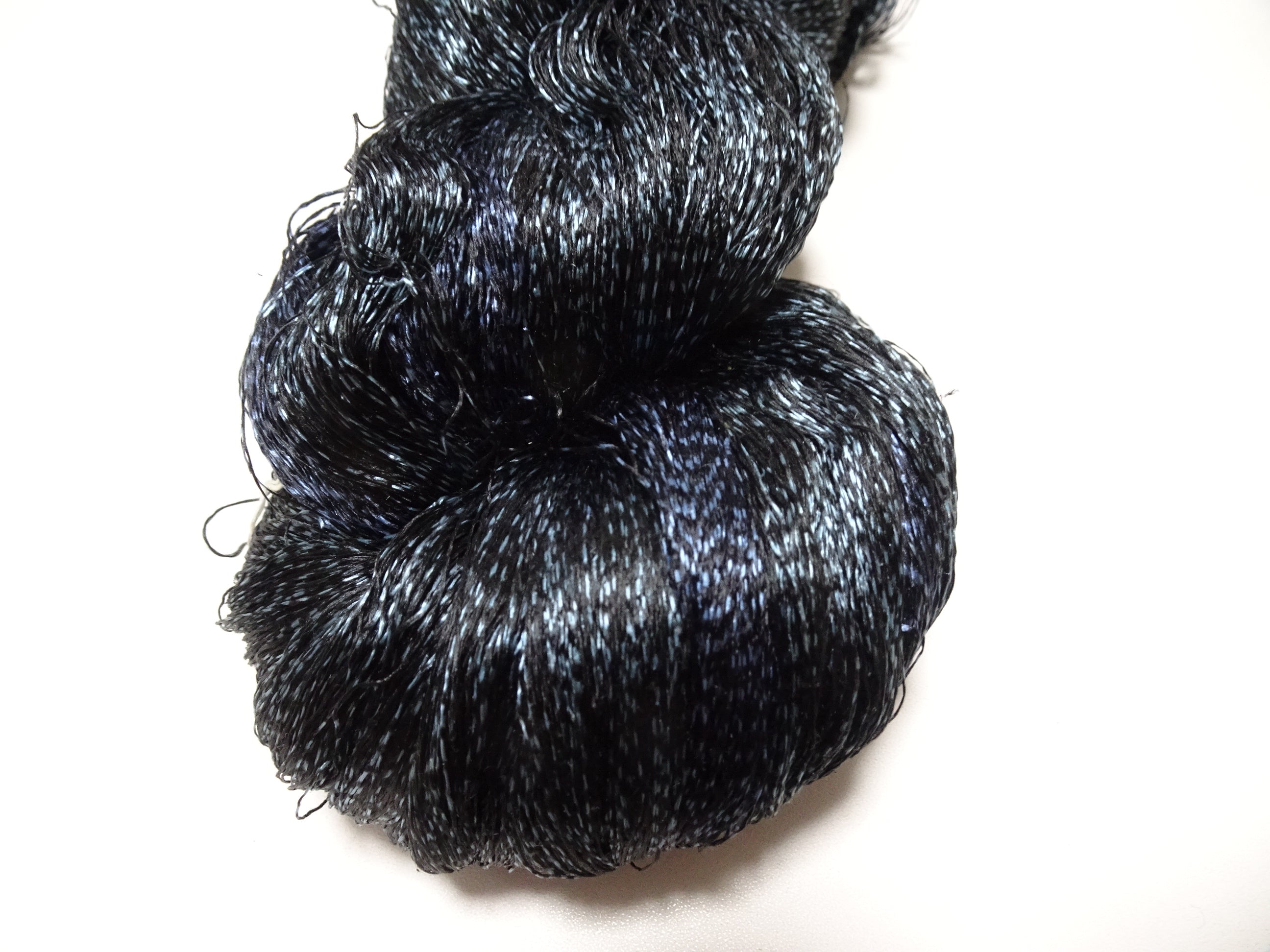 Japanese Vintage Super Rare Indigo Mud Dyeing Kasuri loose Twisted Silk Thread Embroidery & weave 13617