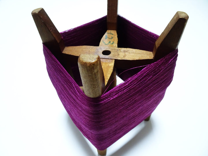 Japanese Vintage Wooden Spool & Silk Thread Embroidery 18006