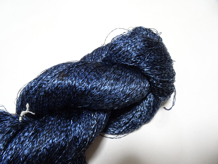 Japanese Vintage Super Rare Indigo Mud Dyeing Kasuri loose Twisted Silk Thread Embroidery & weave 13618