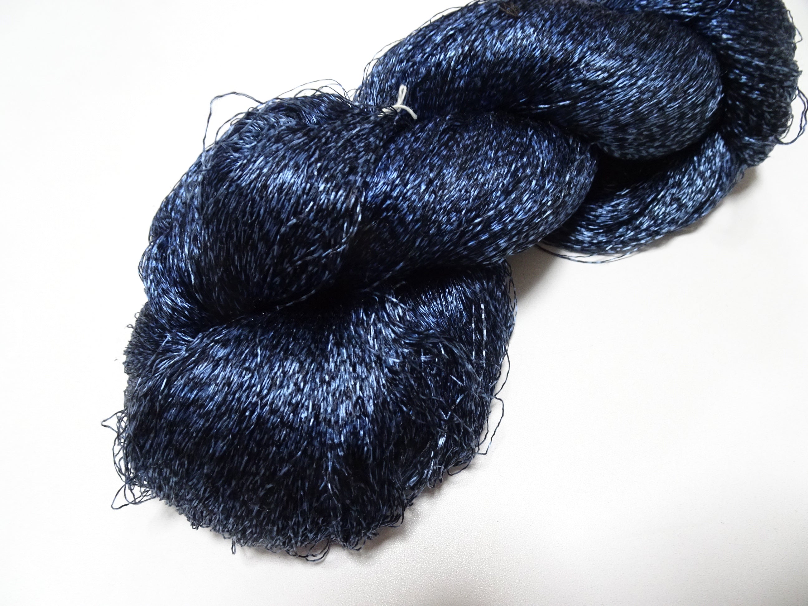 Japanese Vintage Super Rare Indigo Mud Dyeing Kasuri loose Twisted Silk Thread Embroidery & weave 13618