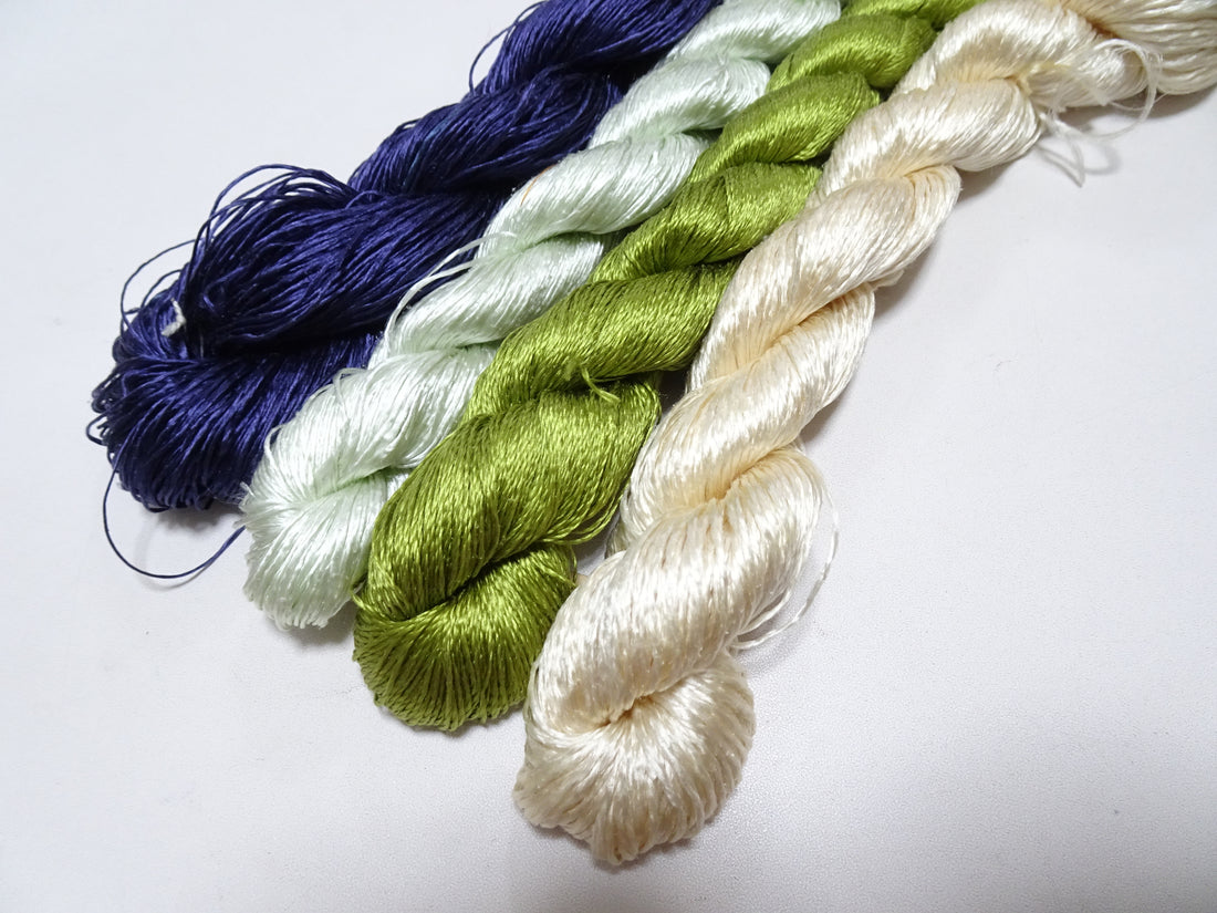 Japanese Vintage Twisted Silk Thread 4sets Embroidery 18419